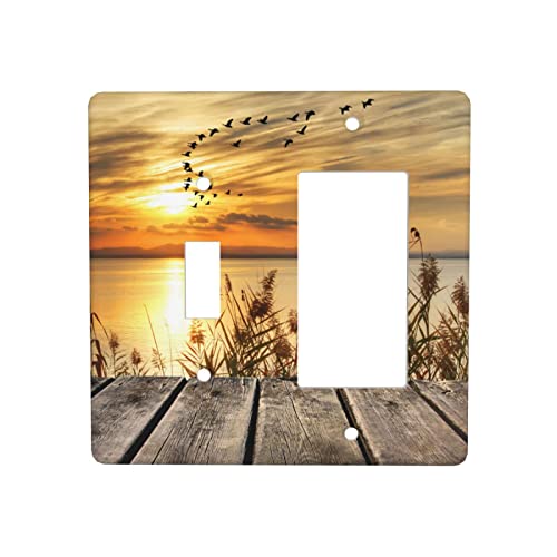 Fall Sunset Lake Double Combo Wall Plate