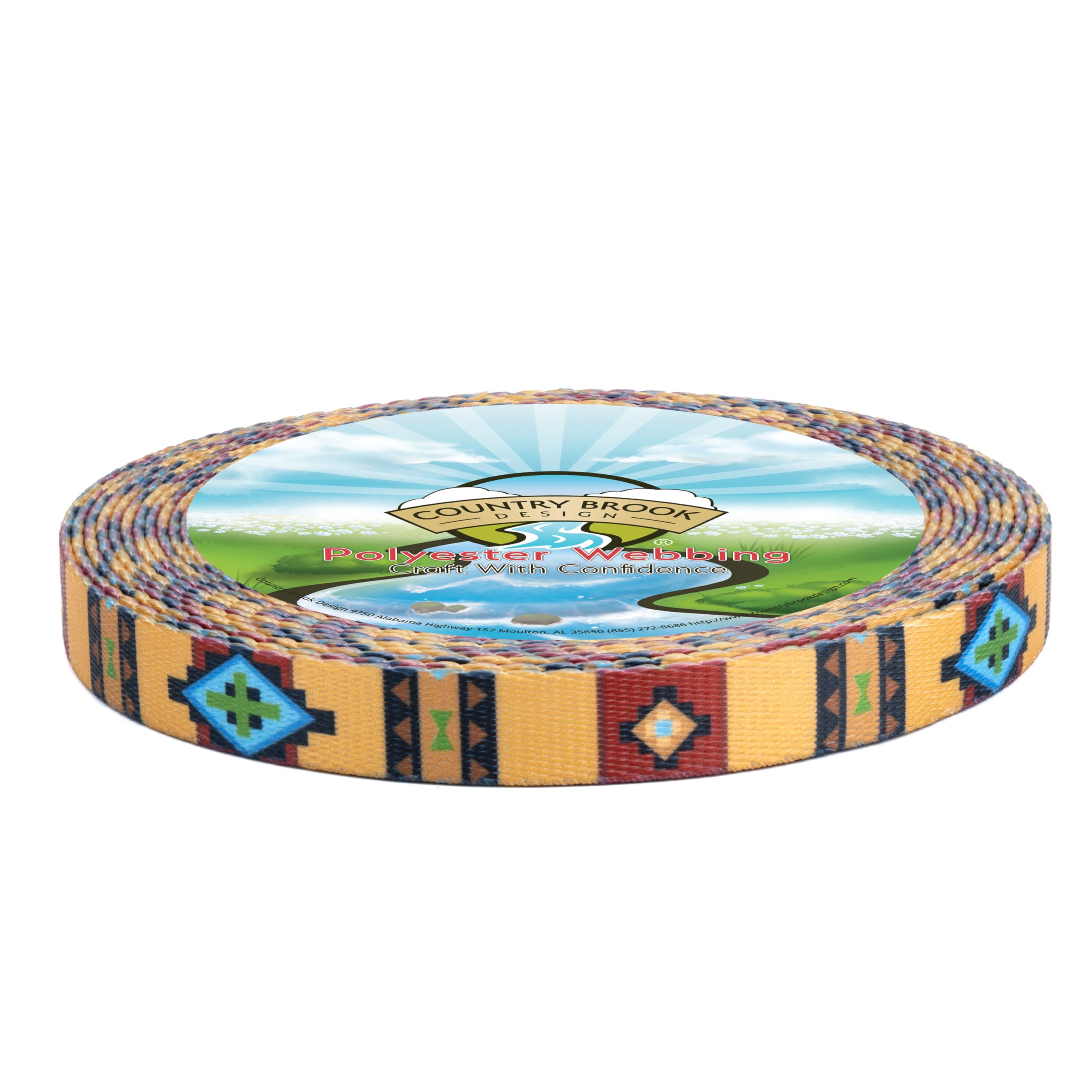 Country Brook Design - Native Arizona Polyester Webbing for Outdoor Gear, DIY Crafts & Pet Collars | Durable & Lightweight Material for Hiking, Camping & Fashion Accessories