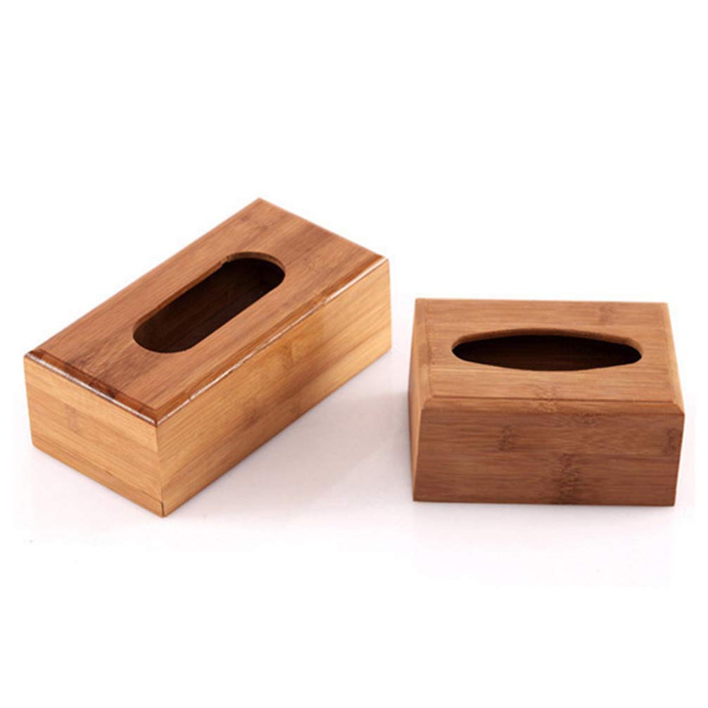 Bamboo Tissue Dispenser Holder - Bathroom & Car Napkin Storage Box | Tabletop & Desktop Organizer for Paper Towels, Tissues & Napkins | Perfect for Home, Office & Travel Use