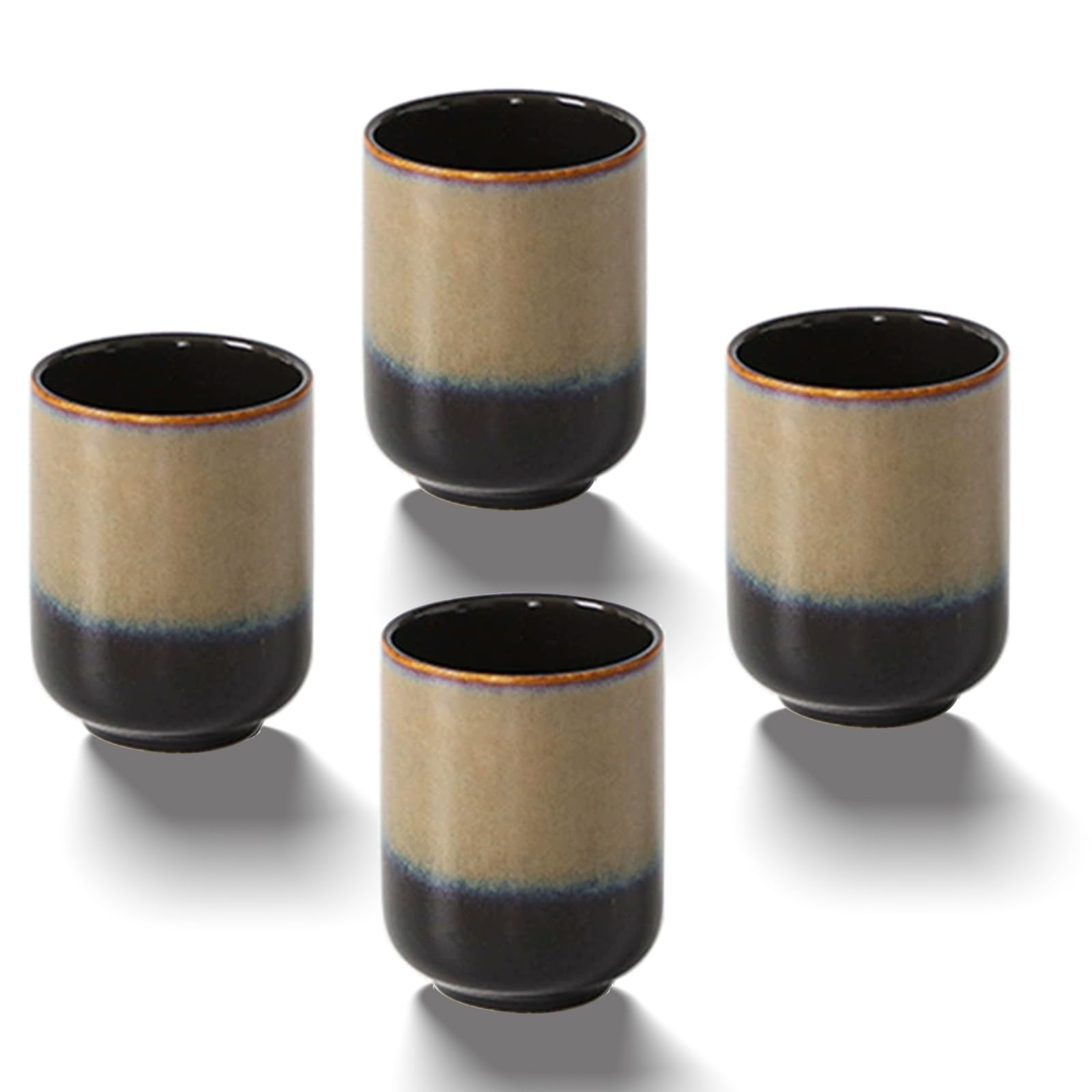 Premium Large Ceramic Tea Set - 4 Piece Chinese Tea Cups & Coffee Mugs Set in Elegant Coffee Gold - Perfect for Afternoon Tea, Gifts & Home Decor