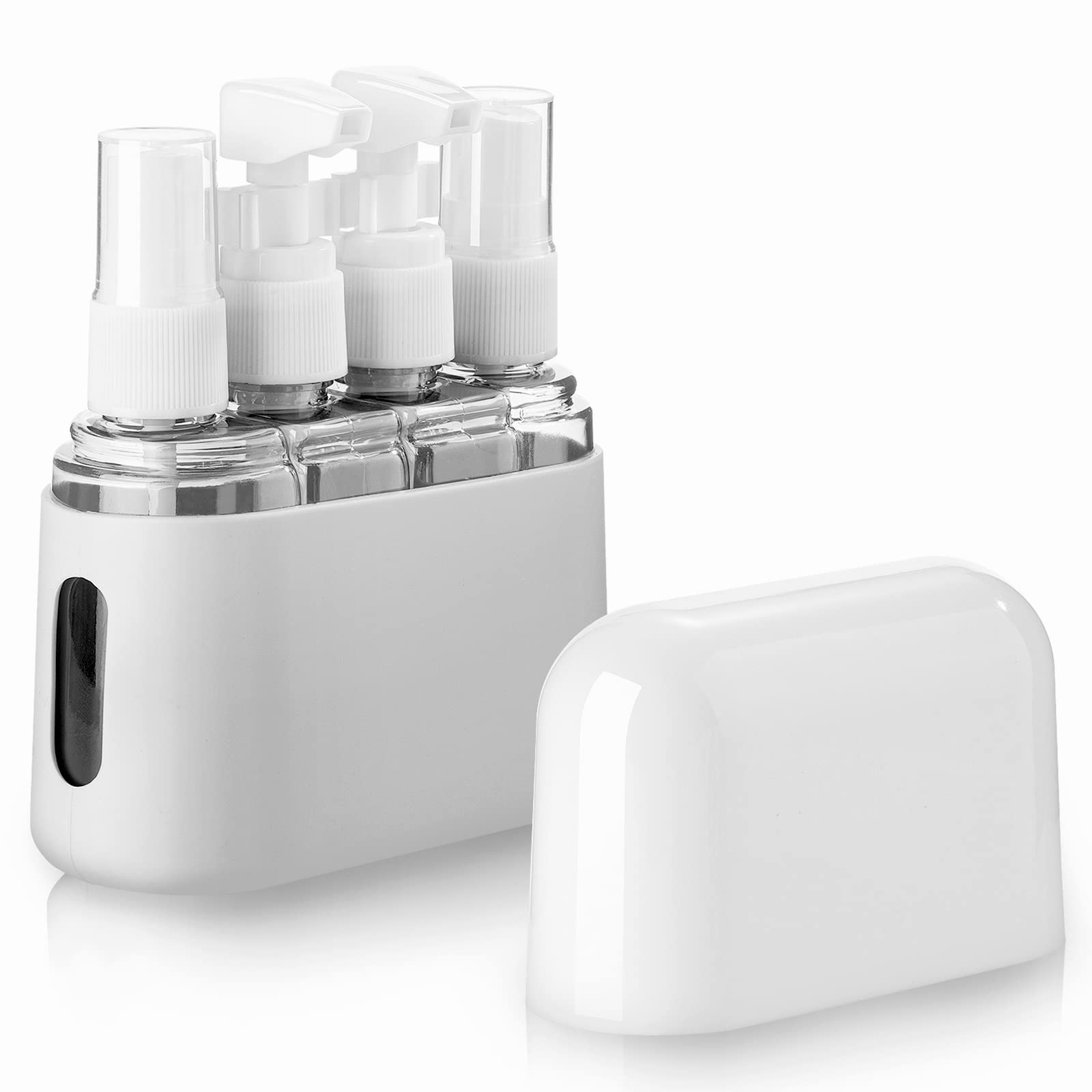 **Madenia 4-Pack 50ml Leak Proof Travel Bottles Set - Clear TSA Approved Toiletry Containers for Liquids & Cosmetics with Labels & Storage Box (Blue) - Perfect for Air Travel, Gym, Camping & Daily Use**