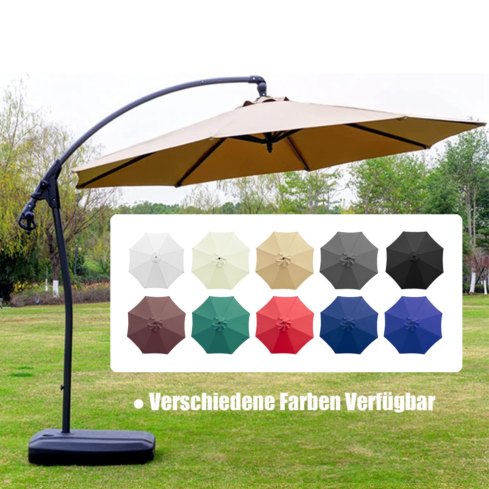 10FT Universal Replacement Patio Umbrella Canopy - 300D UV Protective & Water Resistant Sun Shade Cover for 8-Rib Round Outdoor Market Umbrellas - Perfect for Backyard, Poolside, and Beach Use