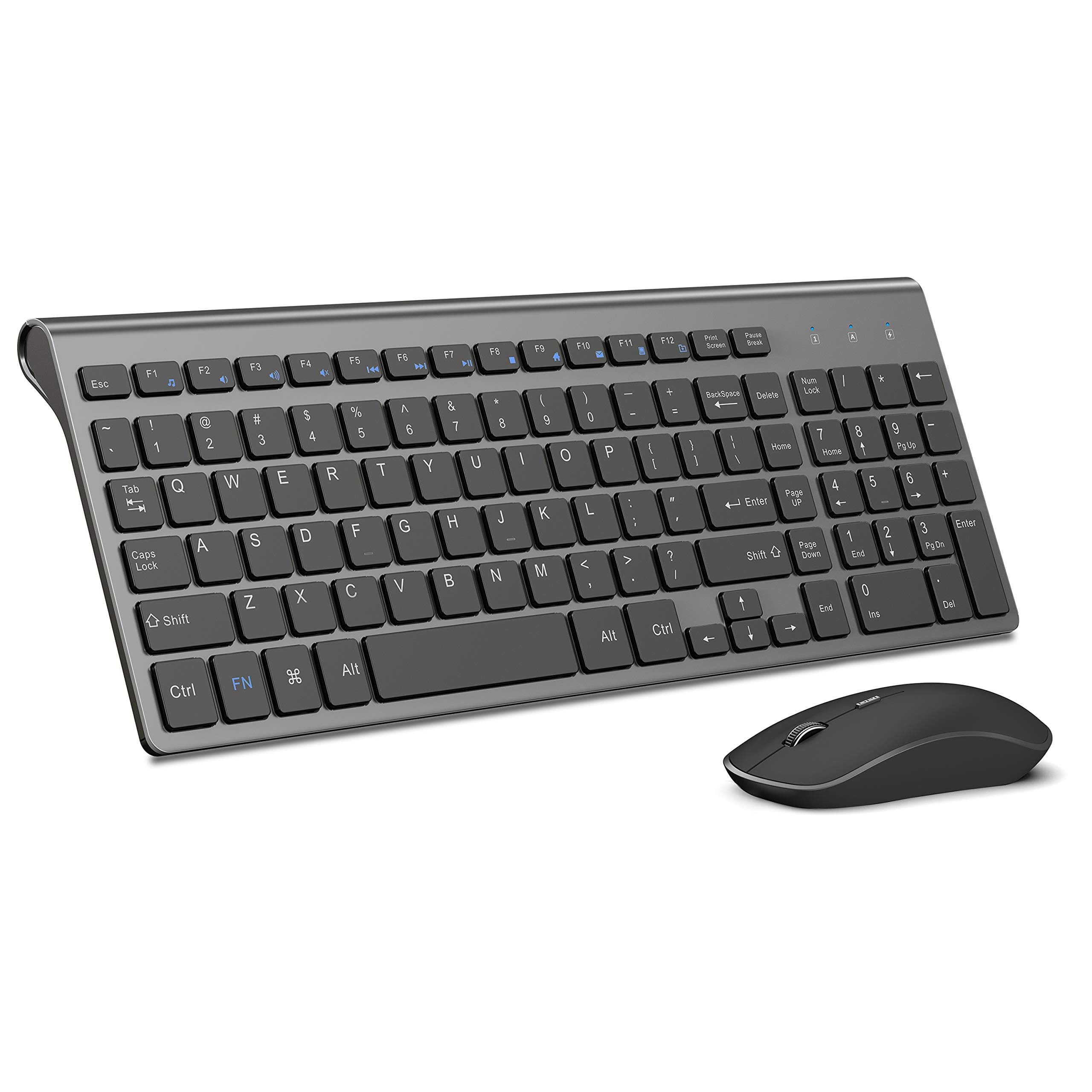 JOYACCESS 2.4G Wireless Keyboard and Mouse Combo - Ultra Slim Compact Design for Windows PC, Laptop, Desktop Computer (Grey) | Perfect for Office Work, Home Use, and Gaming