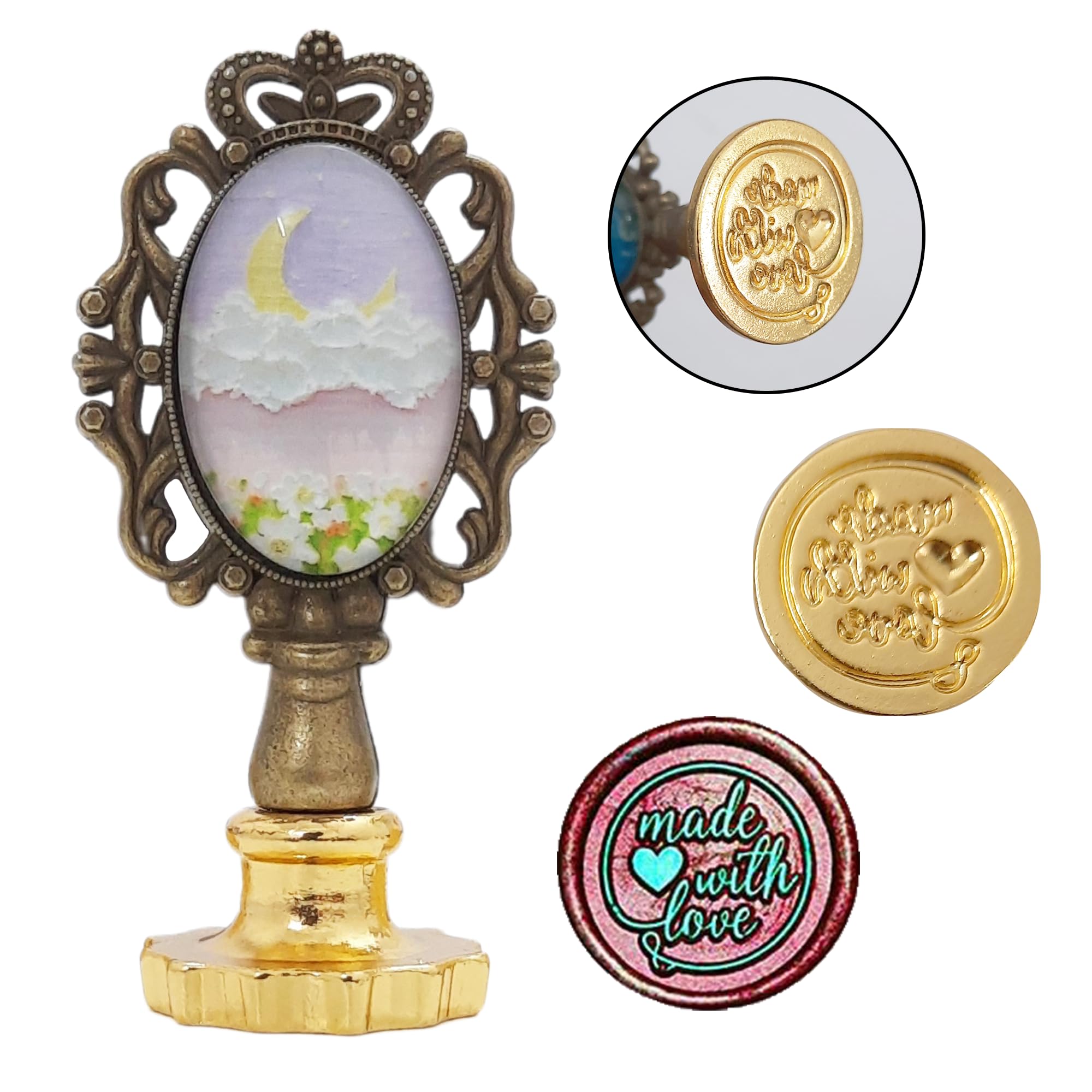Personalized Monogram Wax Seal Stamp with Elegant Handle - Perfect for Wedding Invitations, Greeting Cards, Envelopes & Letters - Handcrafted Sealing Wax Stamp for Romantic Decorations & Special Occasions