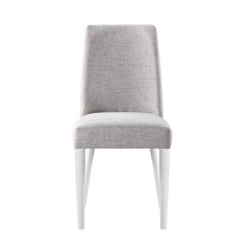 Fabric Upholstered Dining Chairs - Urban Style Kitchen Side Chairs with Solid Wood Legs, Padded Accent Chair for Living Room, Kitchen & Bedroom (White, Single Pack) - Perfect for Small Spaces, Breakfast Nooks & Modern Home Decor