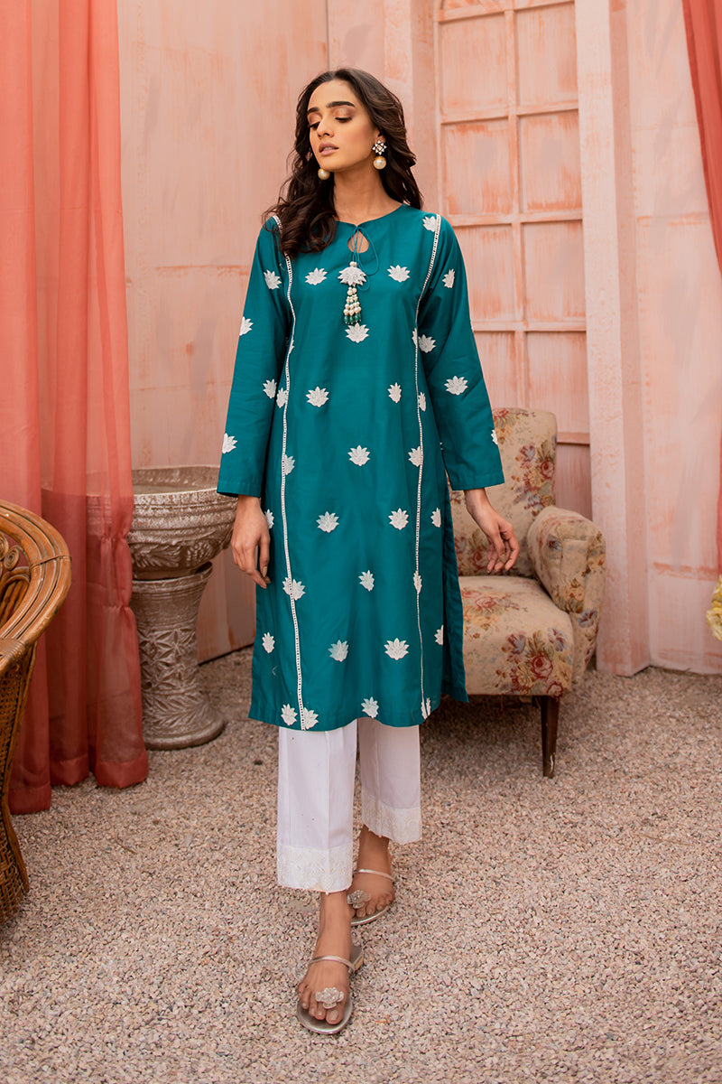 Jade Beryl Embroidered Shirt for Women | Elegant Floral Blouse | Perfect for Casual Outings & Office Wear