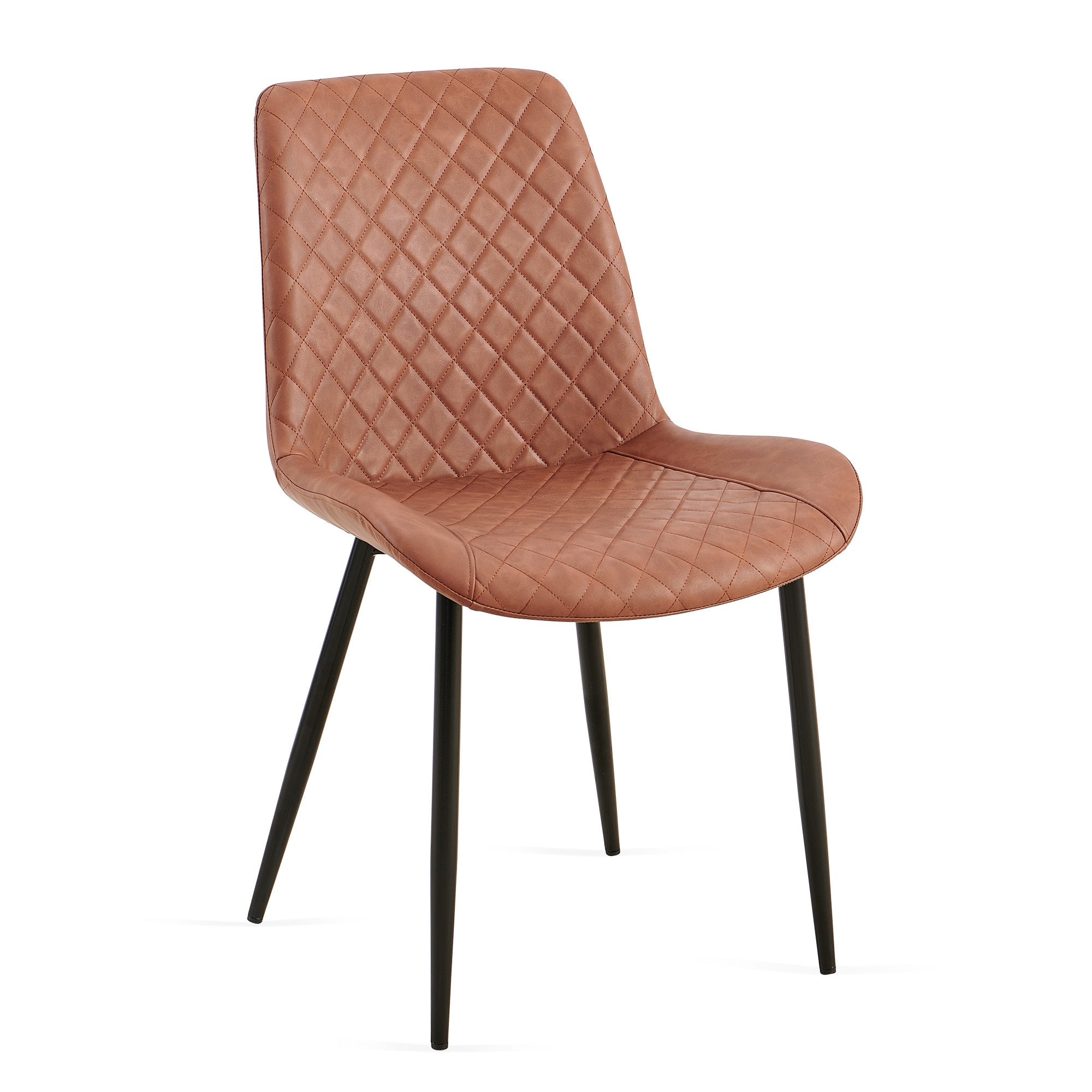 Set of 4 Brown Mid-Century Modern Leathaire Dining Chairs - Armless Side Chairs with Metal Legs for Kitchen, Living Room & Dining Room - Perfect for Home Decor & Entertaining