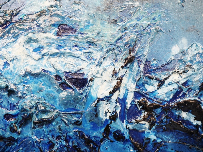 Abstract Blue White Wall Art - Modern Canvas Painting for Home & Office Decor - Perfect for Living Room, Bedroom, or Workspace