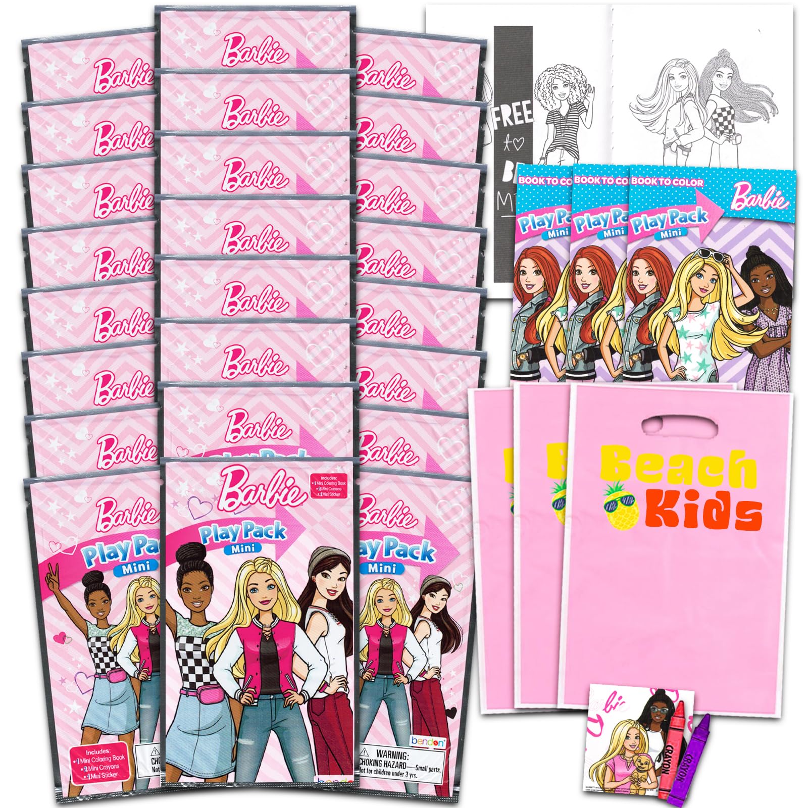 Barbie Mini Party Favors Set for Kids - 24 Pack with Mini Dolls, Coloring Pages & Stickers | Perfect for Birthday Parties, Goodie Bags & Playdates | Barbie-Themed Party Supplies & Gifts