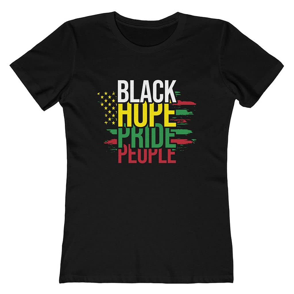 Black History Month T-Shirts for Women - Afro American Pride & Juneteenth Celebration - Black Hope & Flag Design - Casual Wear for Holidays & Cultural Events