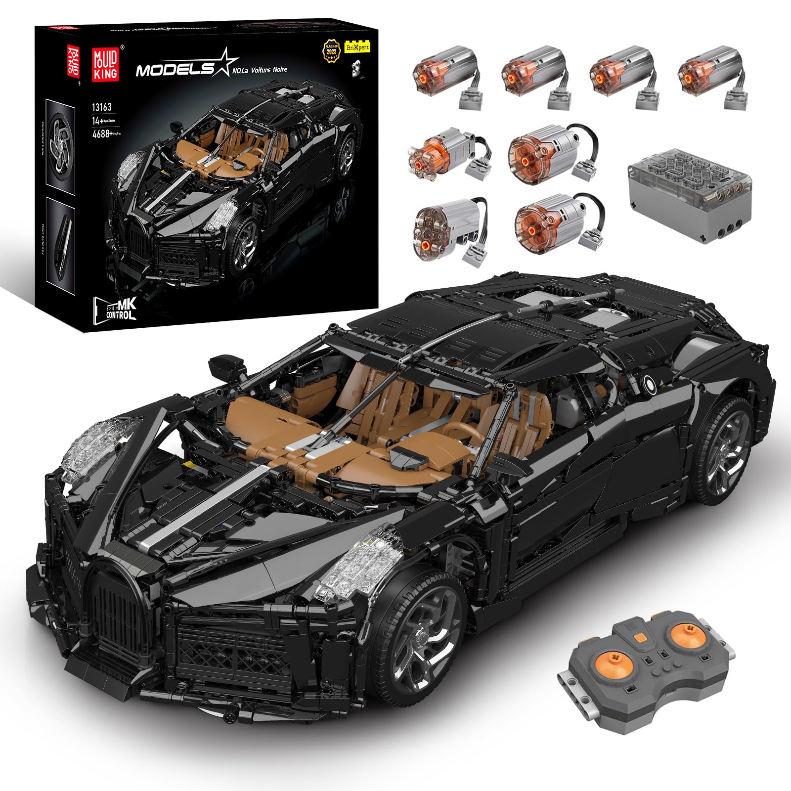 Mould King 13163 MOC Sports Car Building Kit - 4688-Piece Remote & APP Controlled Super Car Model Blocks for Adults & Teens | Collectible DIY Engineering Toy for Christmas & Birthday Gifts | Perfect for STEM Learning, Home Decoration & Car Enthusiasts