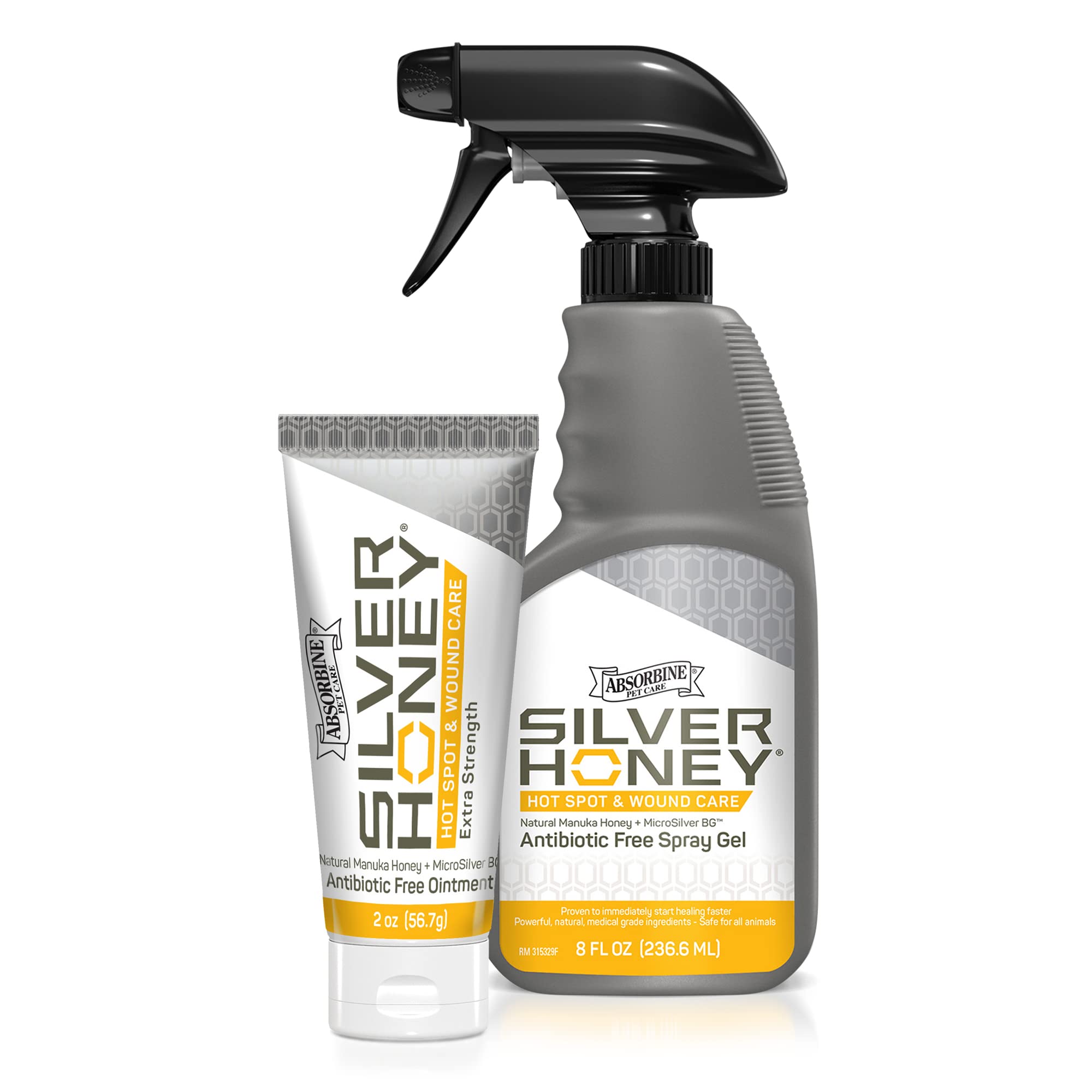 Absorbine Silver Honey Wound Care for Pets - Hot Spot Ointment & Spray Gel with Manuka Honey