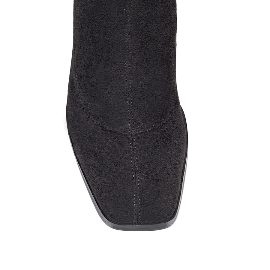 Macey Women's Black Stretch Knee High Boots - Comfortable Microfiber Fashion Boots for Winter, Fall & Casual Outfits