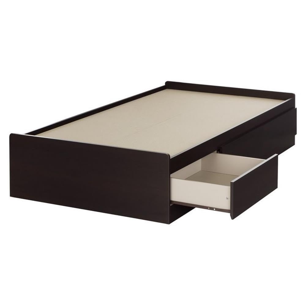 Rosebery Twin Size Kids Platform Bed with 3 Drawers - Wood Slat Support, No Box Spring Needed - Dark Brown - Perfect for Small Bedrooms & Space-Saving Kids Furniture