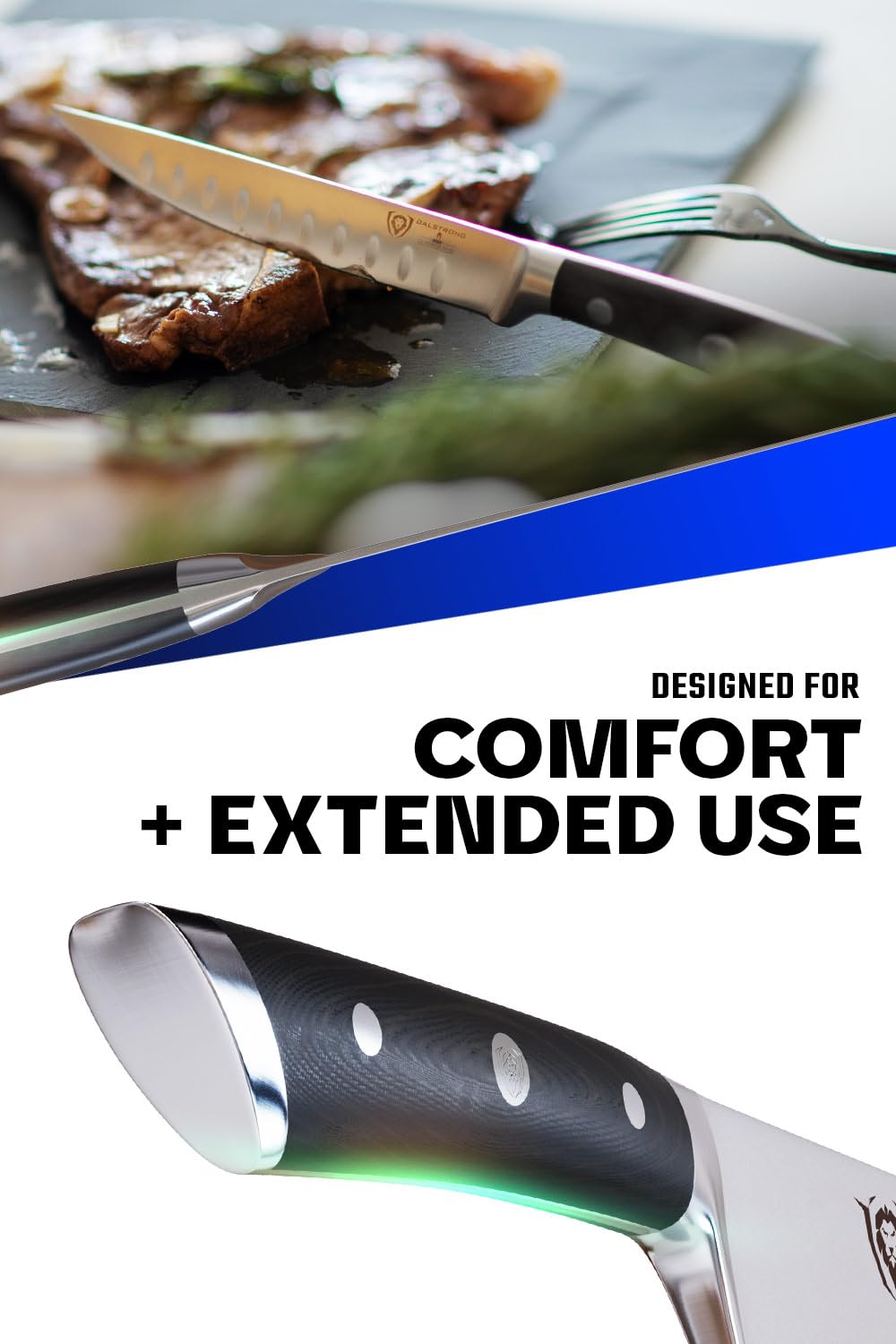 Dalstrong Gladiator Series Elite 4-Piece Steak Knives Set - Serrated German High-Carbon Steel Blades - Razor Sharp & NSF Certified - Perfect for Steak Dinners, BBQ Parties & Fine Dining Experiences