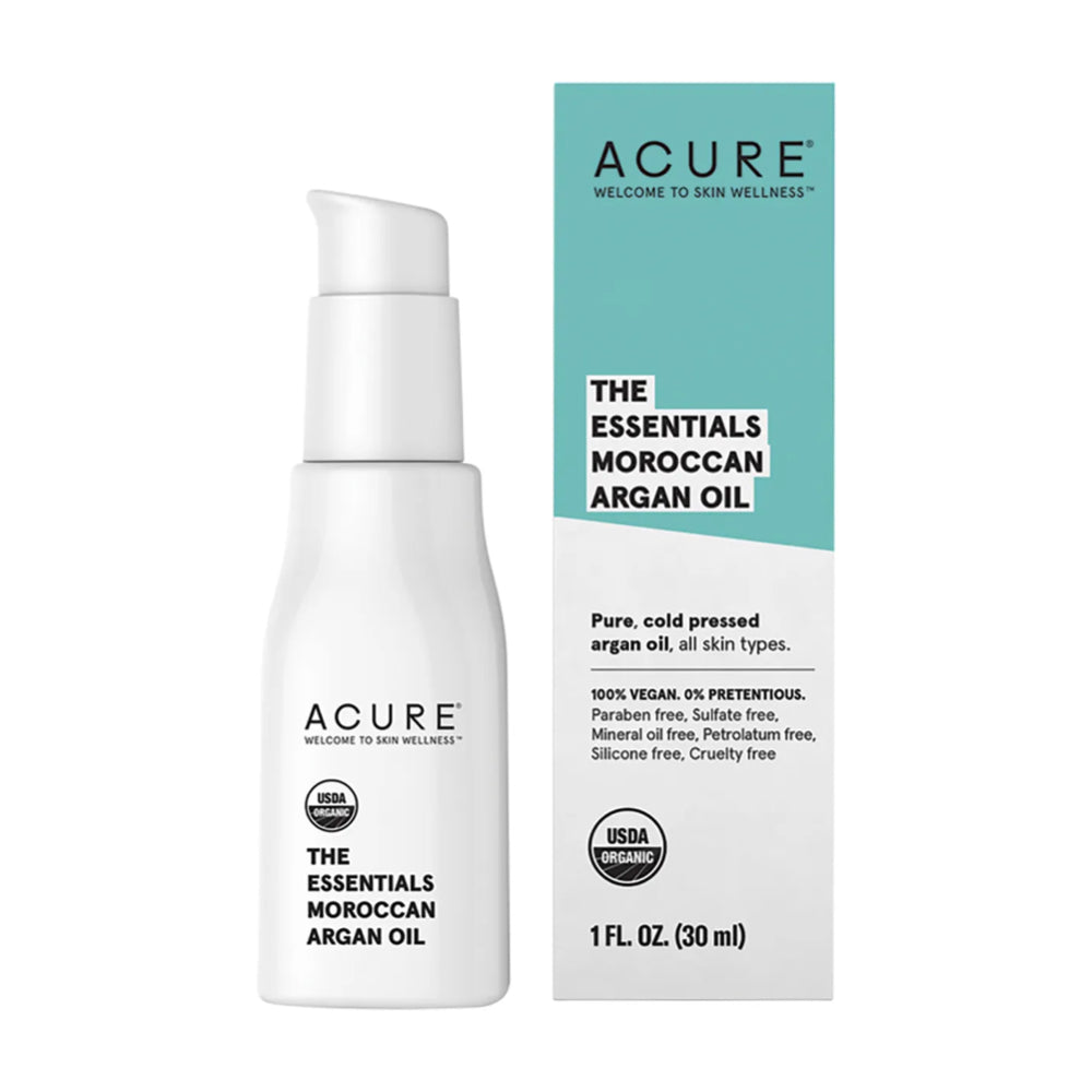 ACURE The Essentials 100% Pure Argan Oil 30ml - Organic Moroccan Hair & Skin Treatment for Dry Hair, Face & Body Care