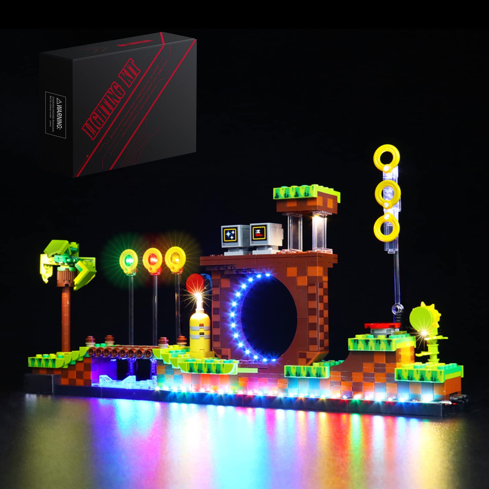BrickBling LED Lighting Kit for Lego Sonic Green Hill Zone Set 21331 - DIY Light Set for Sonic Hedgehog Lego (No Lego Included) - Perfect for Display, Night Lights & Lego Enthusiast Collections