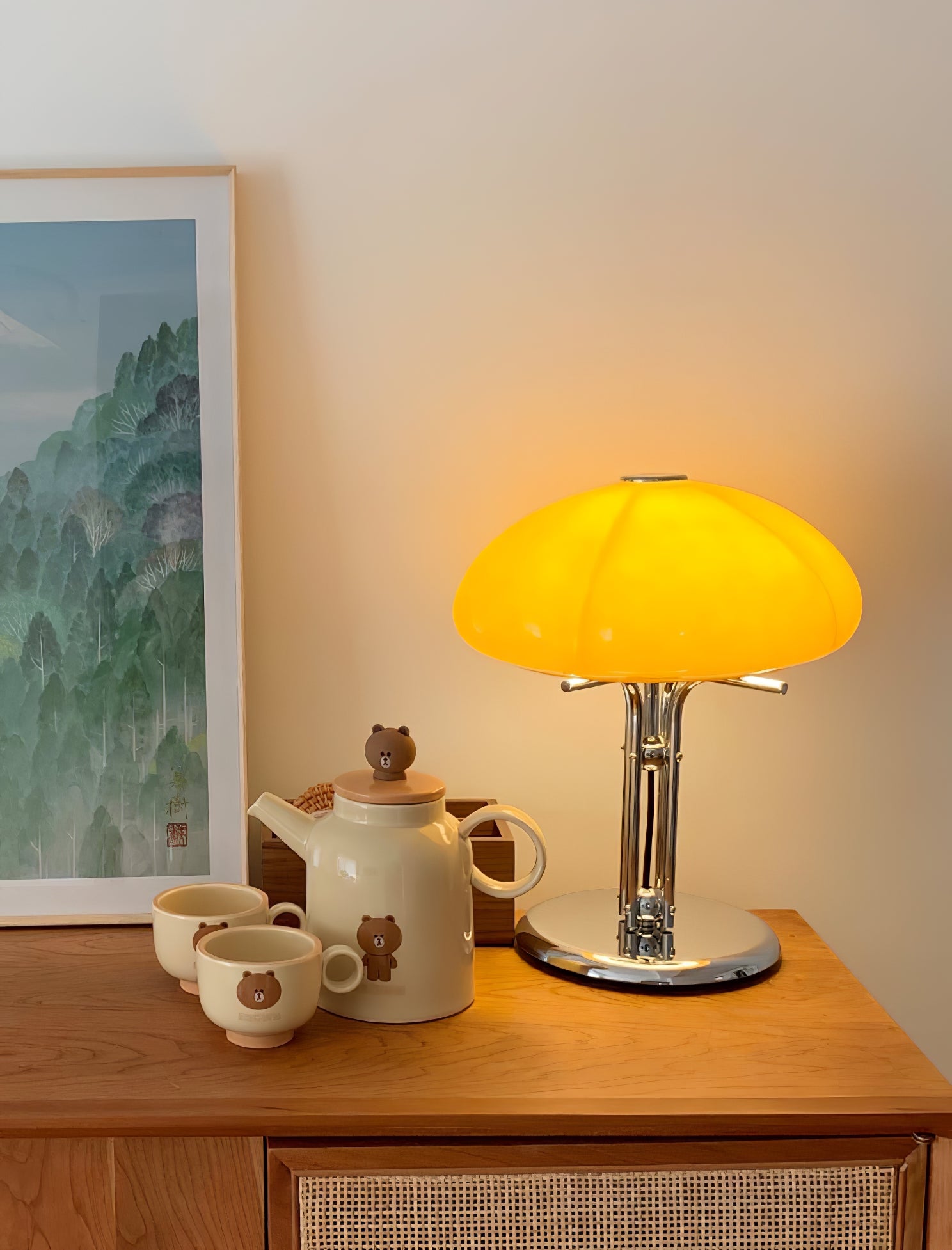 Modern Mushroom Bauhaus Table Lamp - Minimalist Design for Bedroom, Living Room & Office - Warm White LED Light for Cozy Ambience