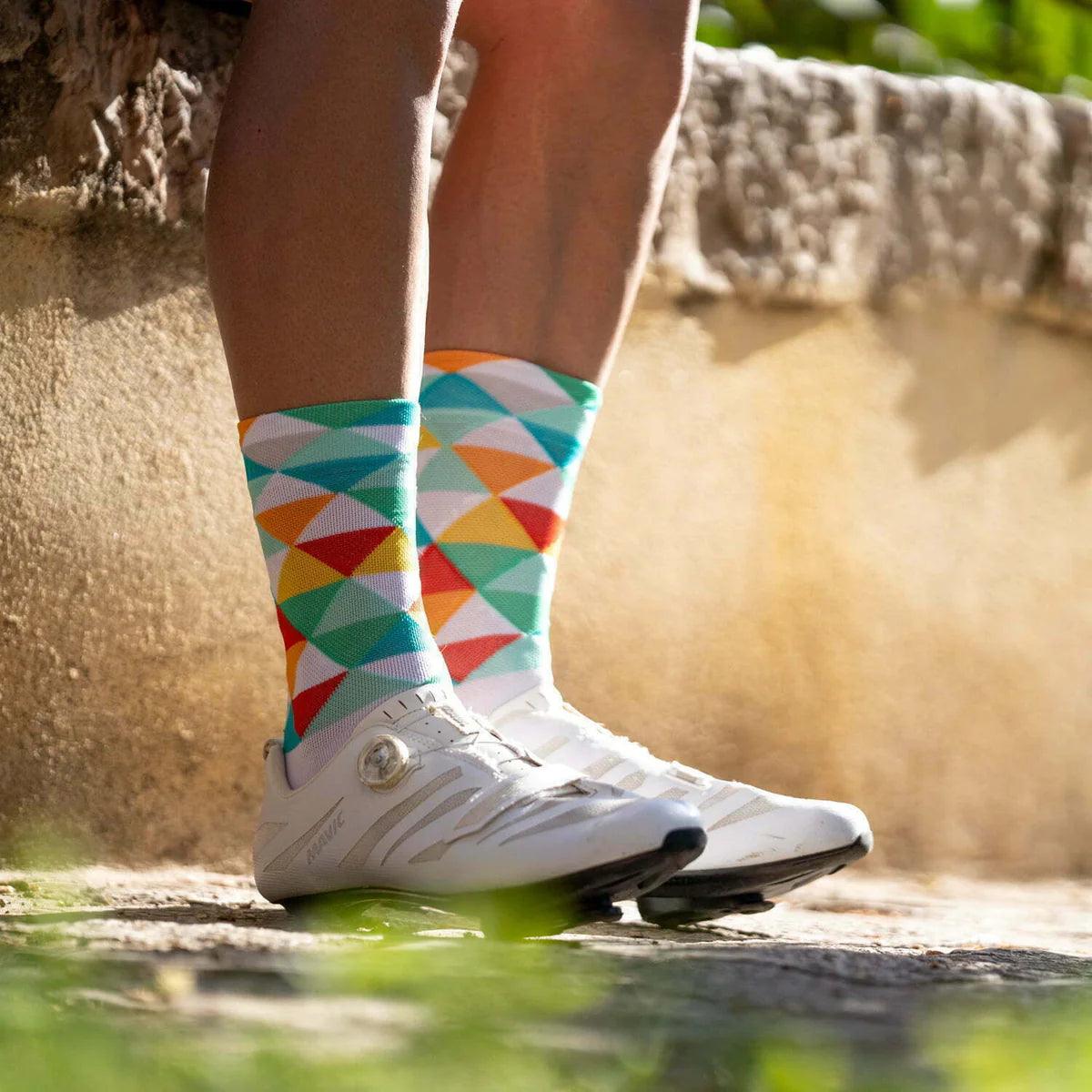 Breathable Green Cycling Socks for Men & Women - Moisture Wicking Sports Socks for Road Biking, Mountain Biking & Indoor Cycling
