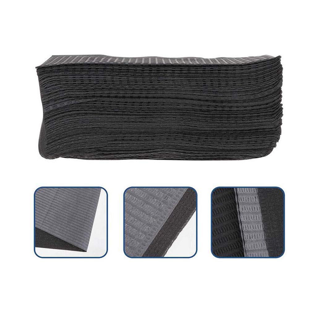 100PCS Disposable Dental Bibs - Waterproof Patient Bibs for Dental Clinics, Tattoo Shops & Medical Use - Black Paper Towel Bibs for Hygiene & Protection - Perfect for Dental Procedures, Tattoo Sessions & Medical Examinations