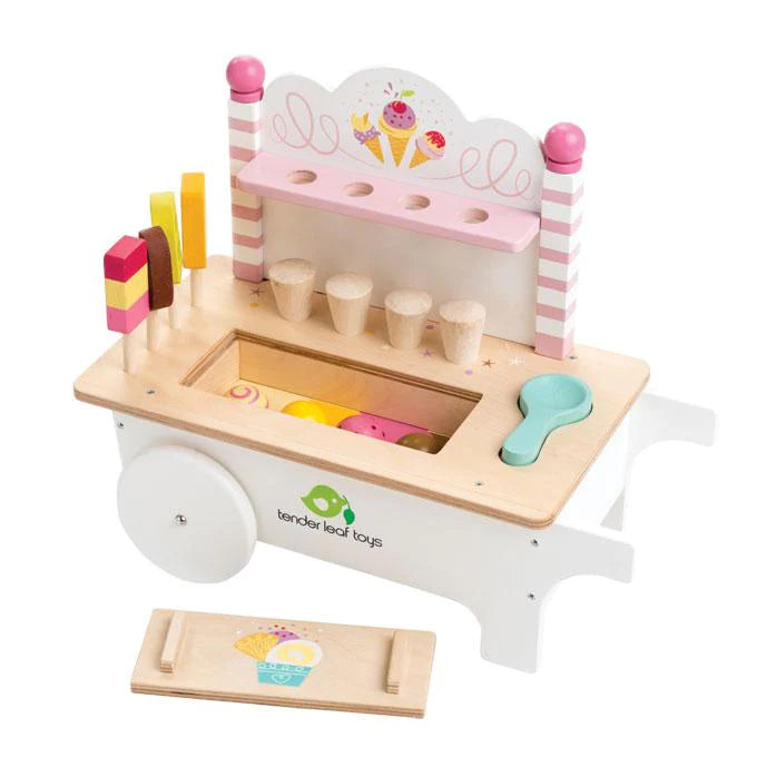 Premium Commercial Ice Cream Cart with Wheels - Stainless Steel Mobile Dessert Cart for Parties, Events & Street Vendors - Perfect for Ice Cream, Gelato & Frozen Treats Business