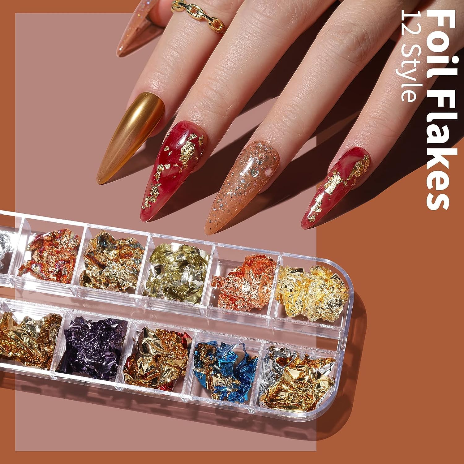 Gleevia Professional Nail Art Brushes Set - Nail Design Kit with Dotting Pens, Stickers, Butterfly Sequins, Foils, Iridescent Flakes & Rhinestones for DIY Manicure - Perfect for Home Salon, Party Nails & Professional Nail Artists (Black)