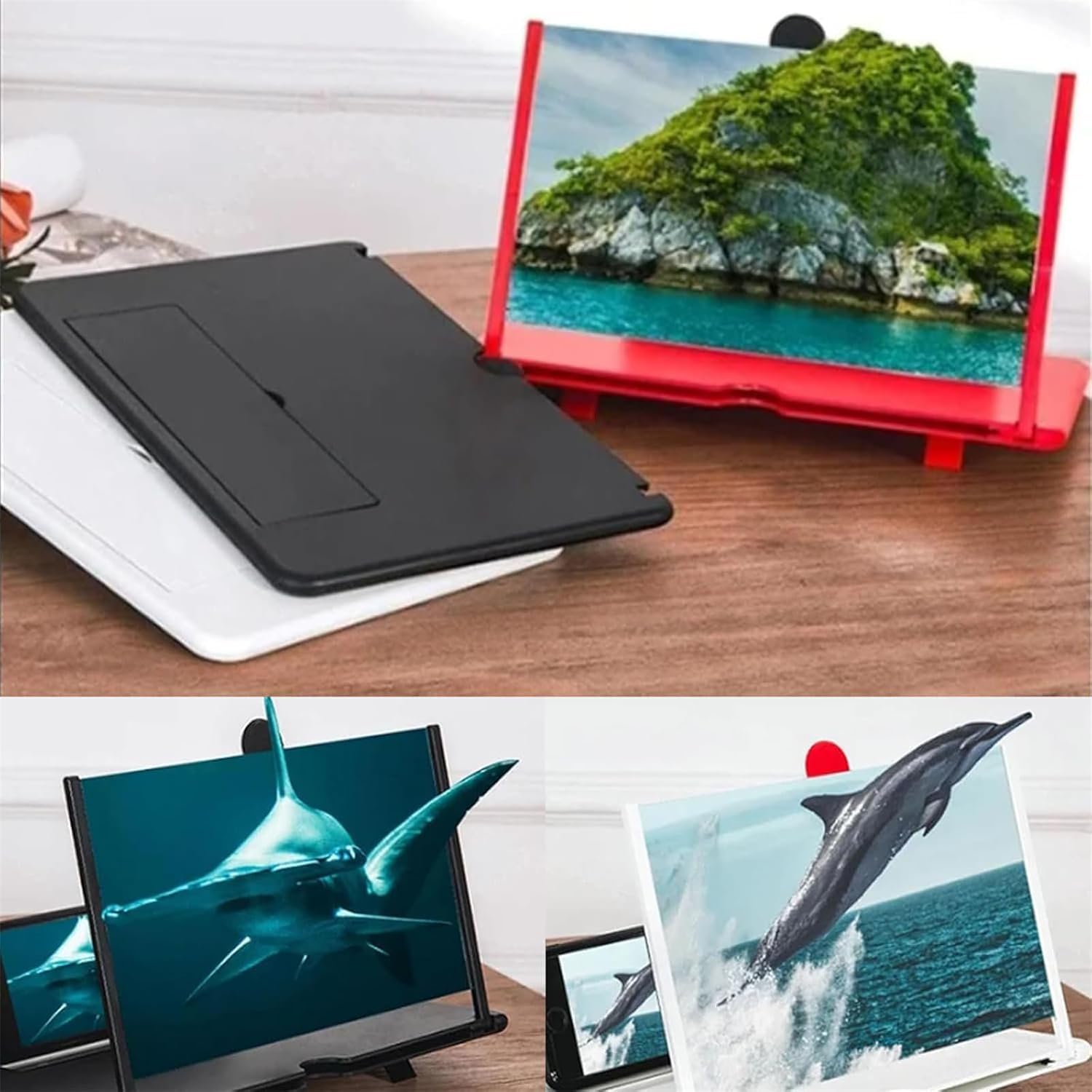 2024 Newest Foldable Screen Magnifier for iPhone & Android Phones - 12 Inch HD Screen Amplifier with Adjustable Phone Stand (White) - Perfect for Movie Watching, Gaming & Hands-Free Video Calls