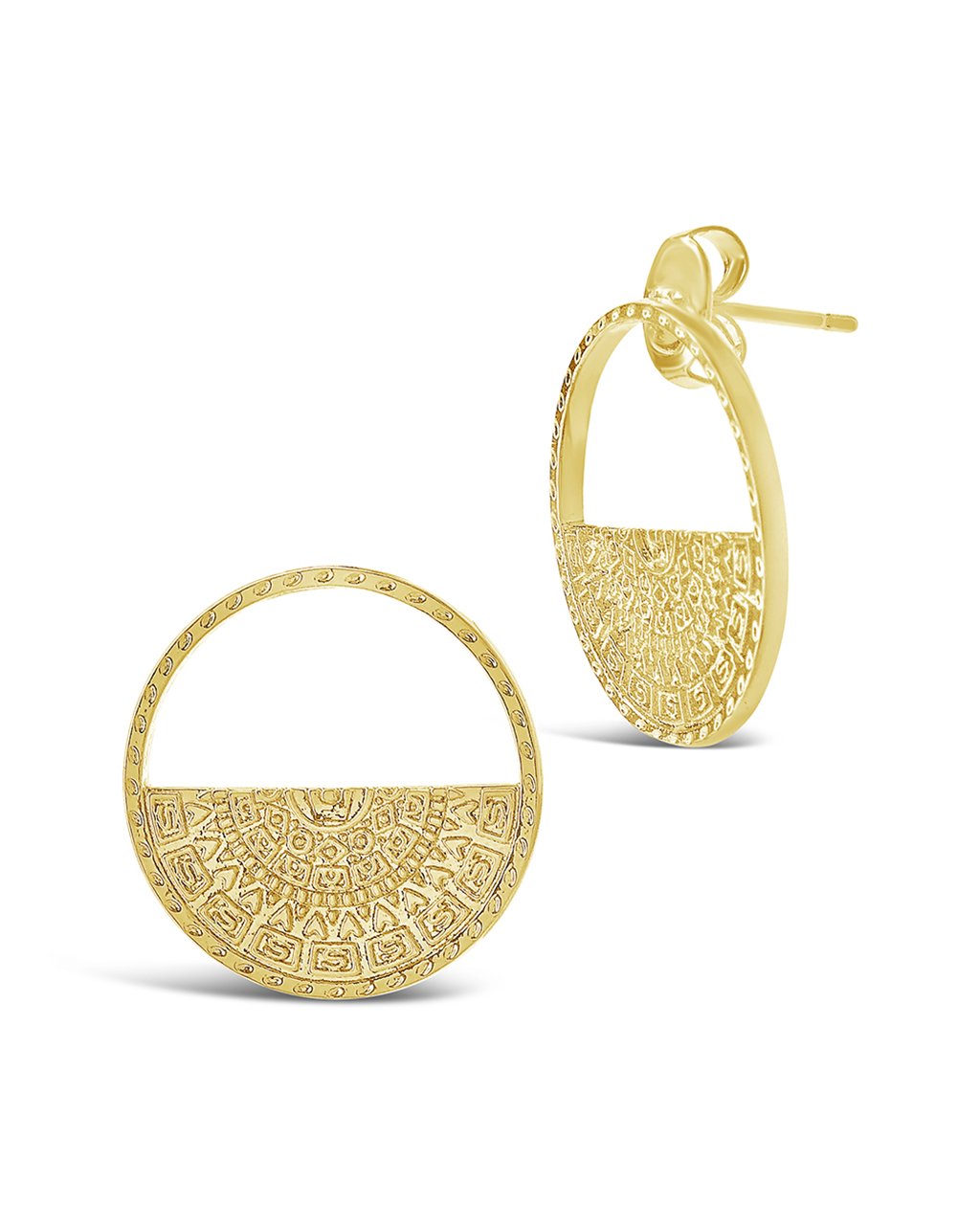 Stylish Medallion Half Circle Stud Earrings for Women - Trendy Gold & Silver Fashion Jewelry - Perfect for Parties, Weddings & Everyday Wear