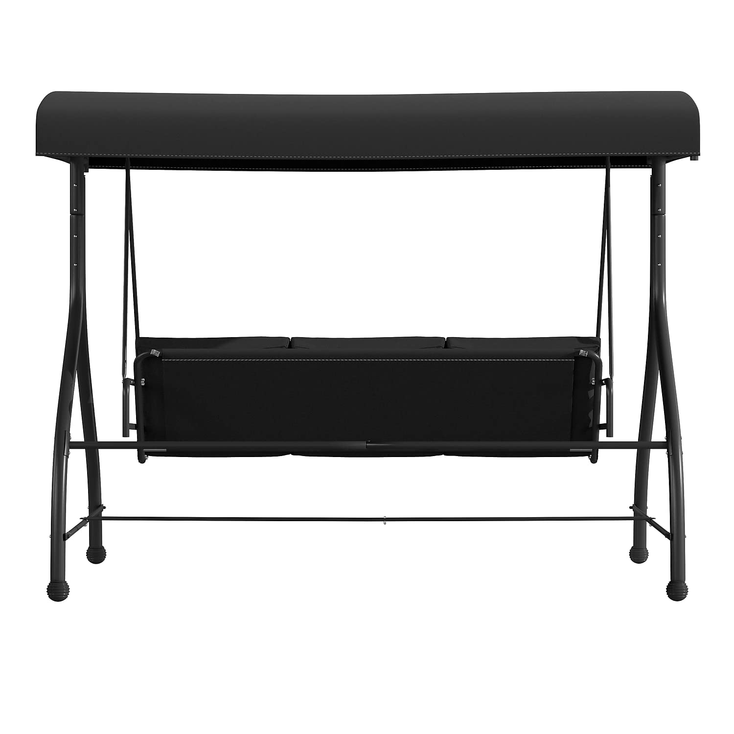 Flash Furniture Tellis 3-Seat Outdoor Steel Patio Swing with Canopy & Cushions - Convertible Hammock Swing Bed for Garden, Backyard, Deck (Black) | Perfect for Relaxing, Lounging & Outdoor Entertaining