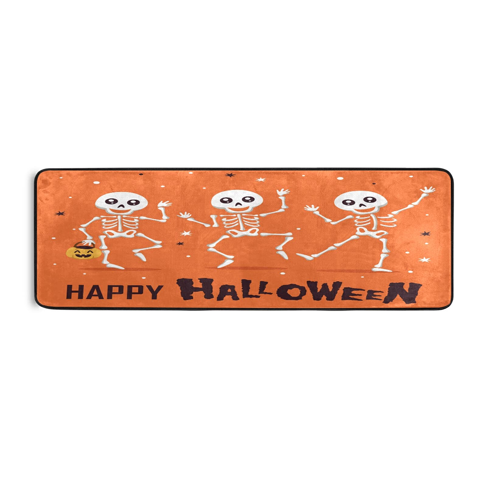 Funny Skeleton Runner Rug 2' x 6' - Non-Slip Halloween Decor for Entryway, Living Room, Bathroom & Nursery - Perfect for Spooky Home Decor & Party Themes