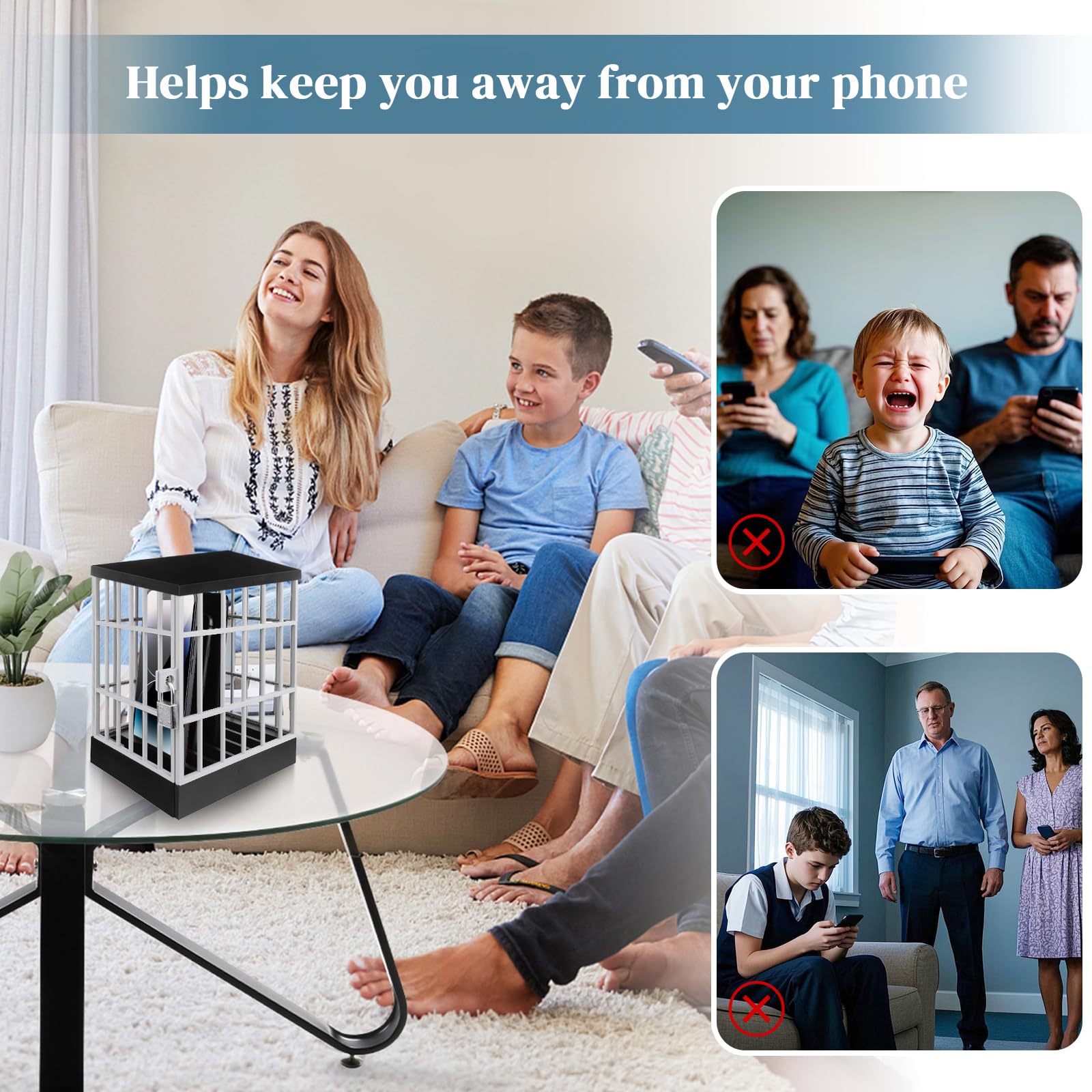 Gemaxvoled Lockable Cell Phone Cage with Key - Secure Phone Lock Box for Classroom, Home & Office - Prevent Distractions & Promote Focus