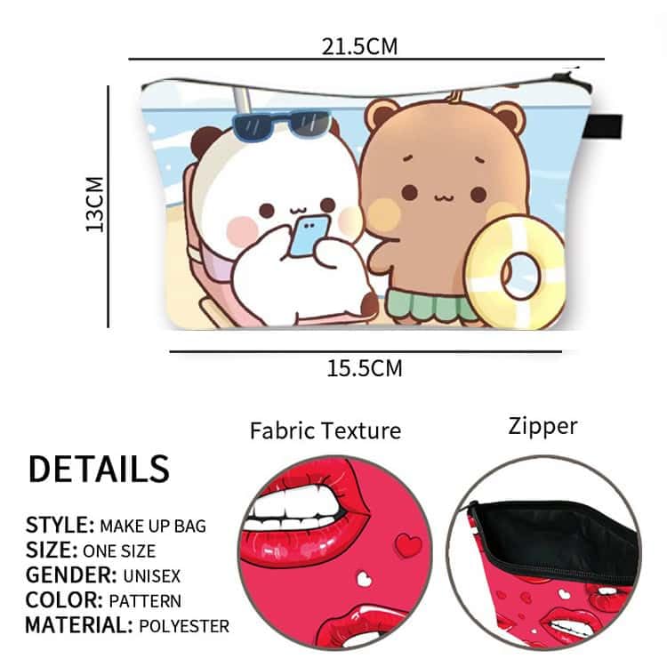 Waterproof Cosmetic Bag for Women - Travel Makeup Pouch with Bear Pattern for Toiletries & Essentials