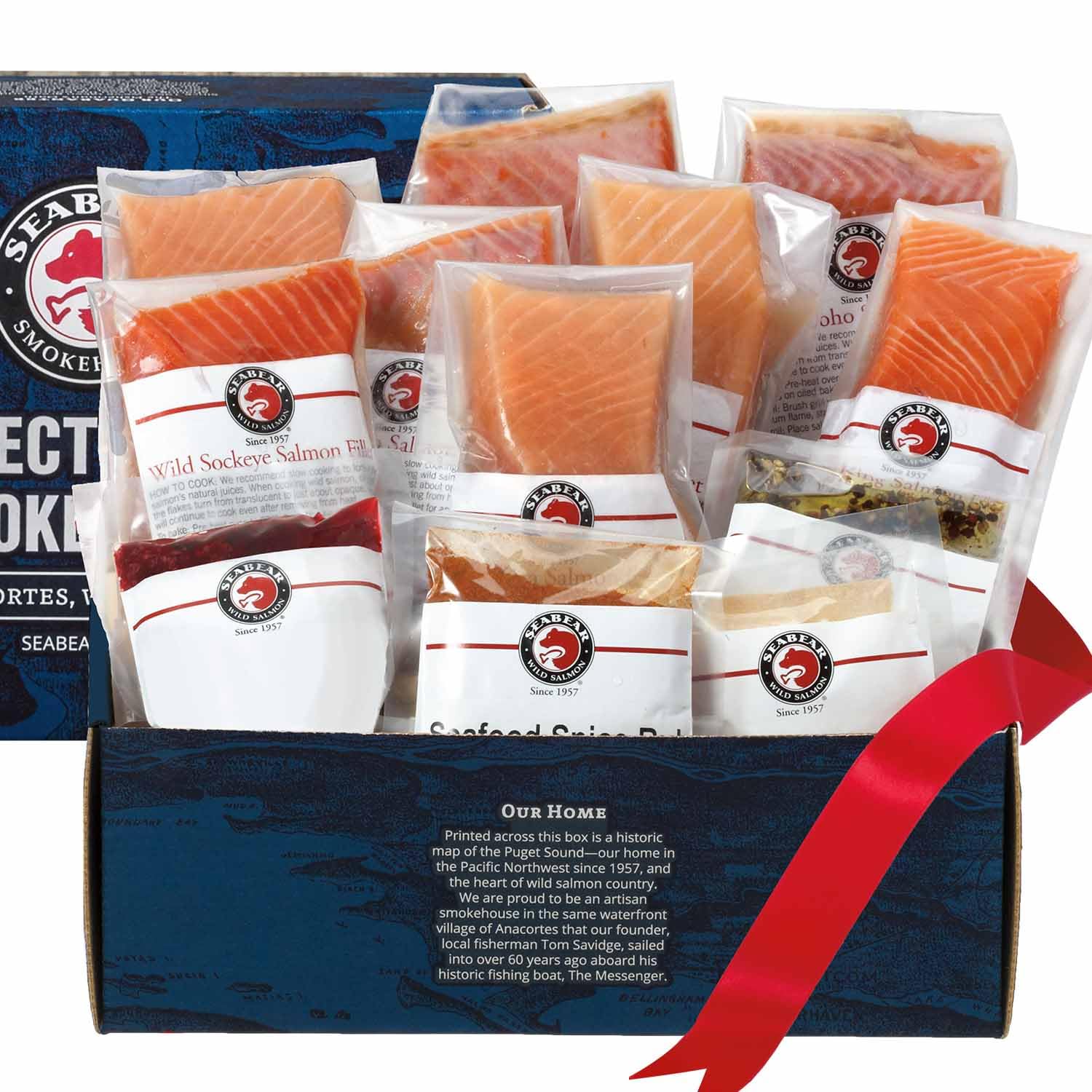 SeaBear Healthy Hearts Wild Salmon Dinner Fillet Variety Pack - 8 Fillets (6 oz Each) | Premium Alaskan Salmon for Grilling, Baking & Meal Prep | High in Omega-3 & Protein