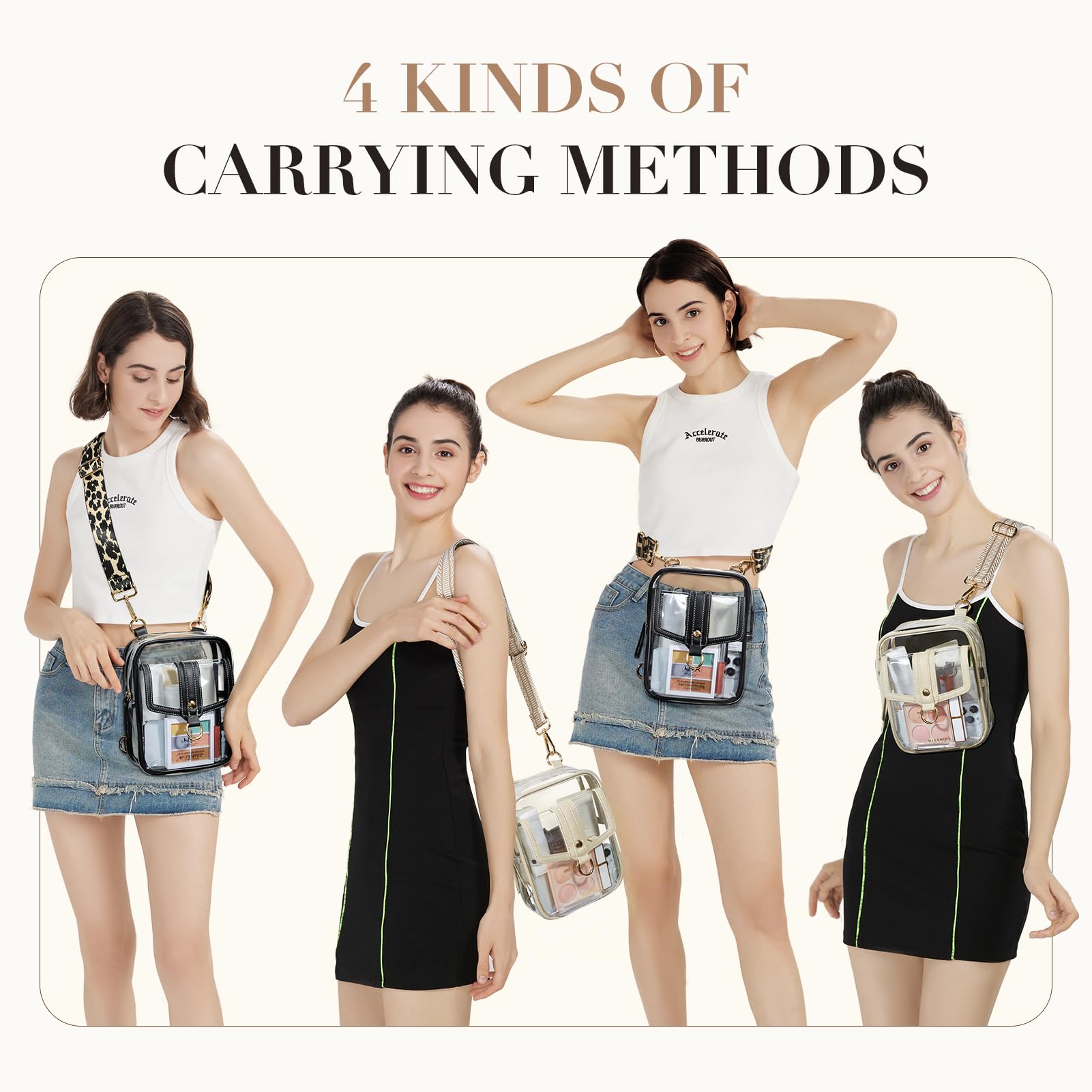 Missnine Clear Crossbody Bag for Women - Small Transparent Purse for Concerts, Stadium Events & Music Festivals - Perfect for Security Checks & Hands-Free Style