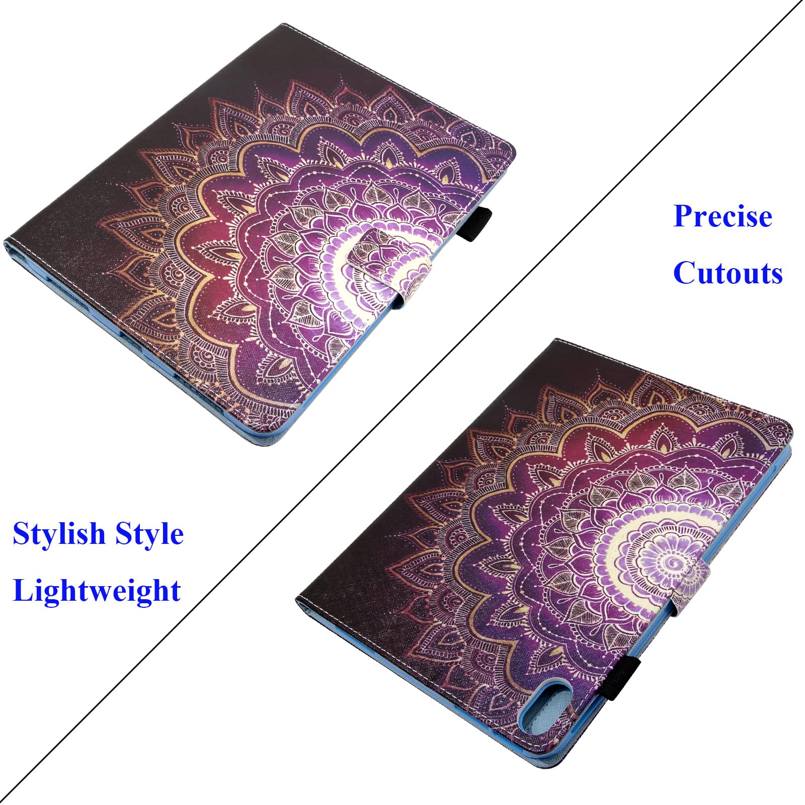 2025 iPad 11th Gen (A16) 11-inch & 2022 iPad 10th Gen 10.9-inch Case - UUcovers Multi-Angle Stand Cover with Apple Pencil Holder, Storage Pocket & Auto Wake/Sleep | Purple Mandala Flower Design - Perfect for Work, Study & Travel