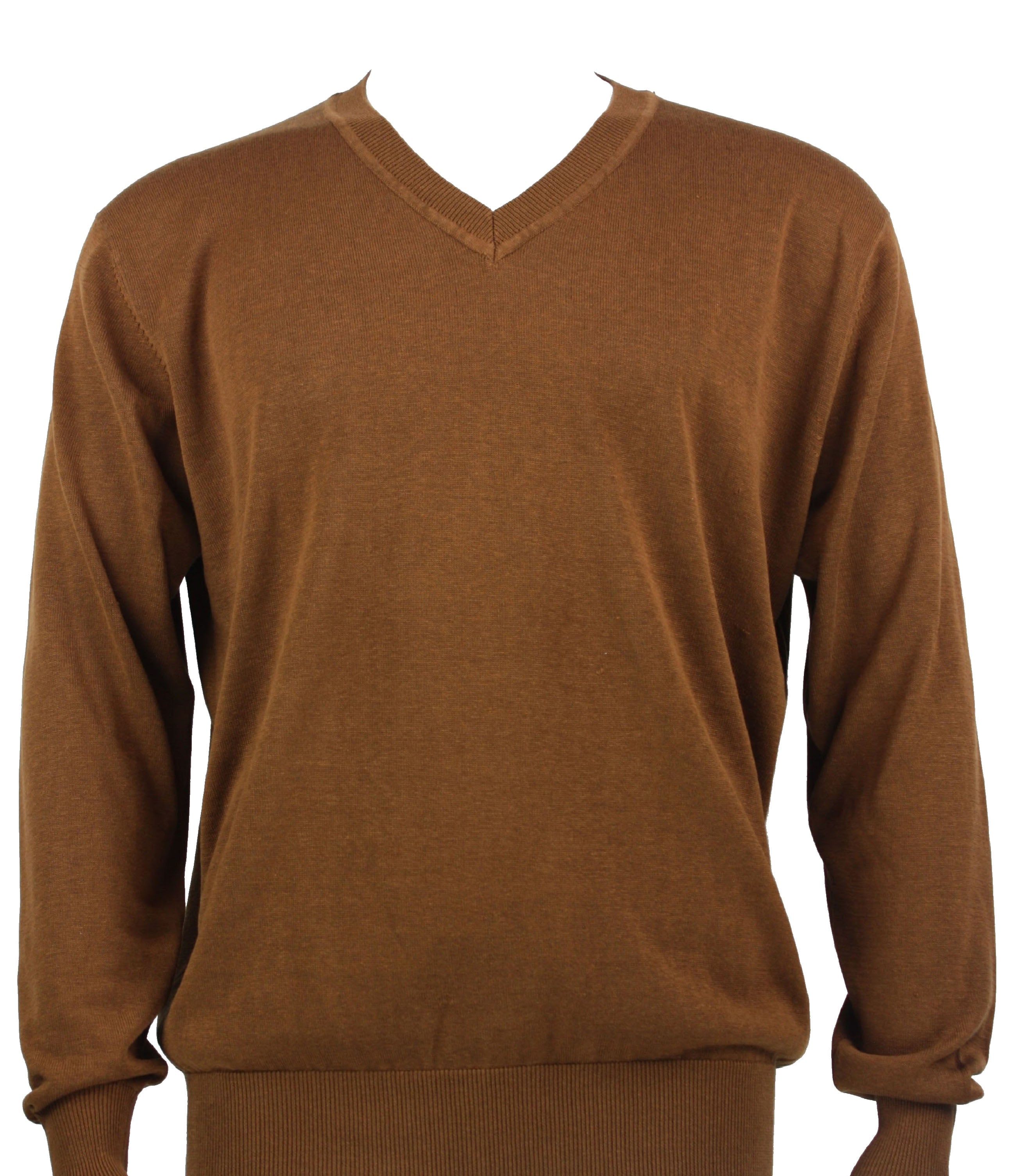 Bassiri Long Sleeve V Neck Cognac Sweater 627 - Women's Casual Knit Pullover for Fall & Winter Fashion, Office Wear, and Cozy Outfits
