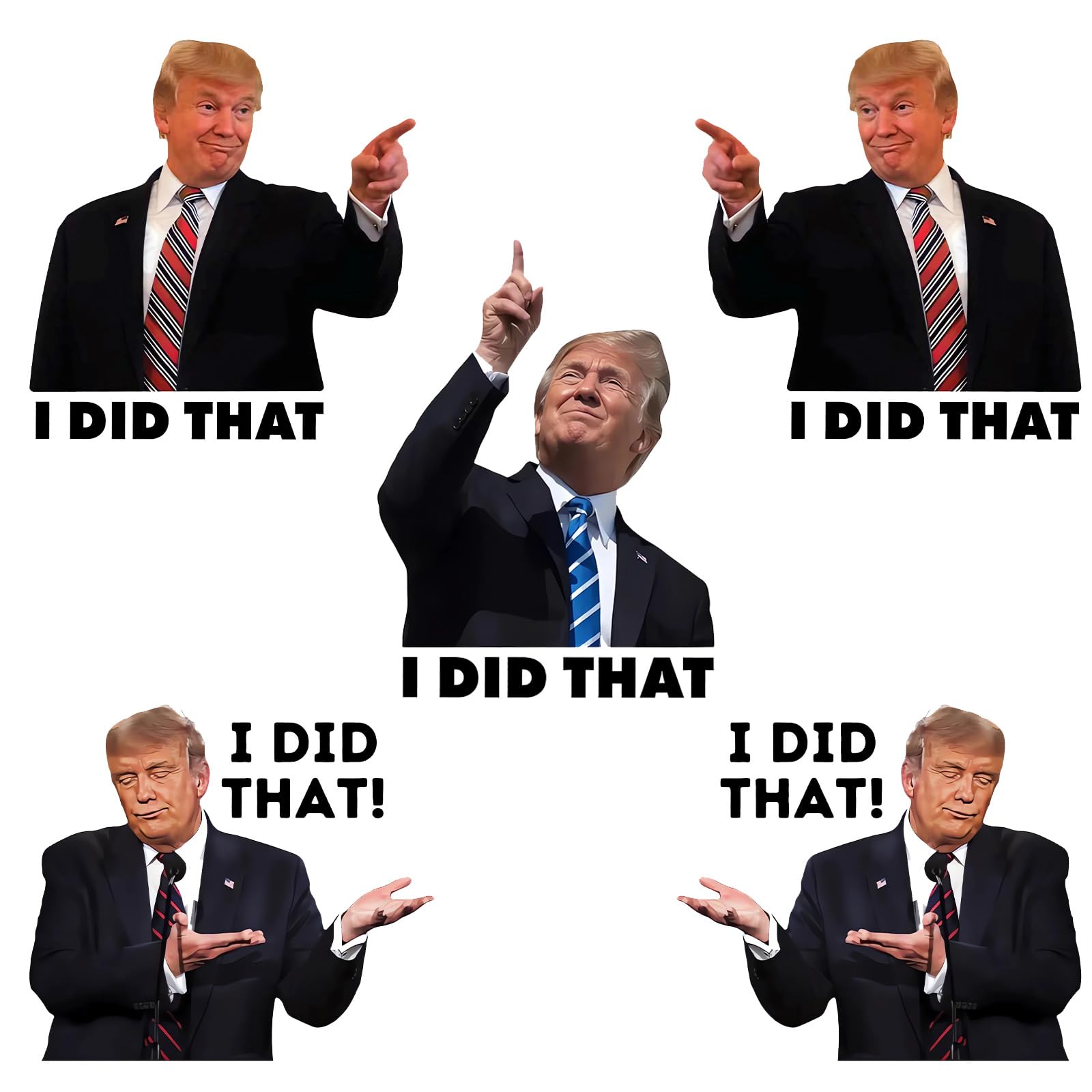 100 Pcs Funny Trump 'I Did That' Stickers - 3 Inch Large Size, 5 Mixed Patterns - Perfect for Bumpers, Laptops & Water Bottles