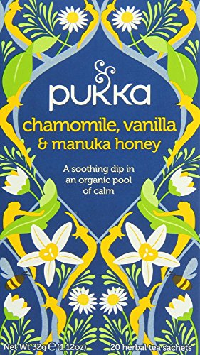 Organic Pukka Chamomile Vanilla & Manuka Honey Herbal Tea Bags - 12 Count | Relaxing Caffeine-Free Tea for Stress Relief & Better Sleep | Perfect for Evening Relaxation & Bedtime Routine
