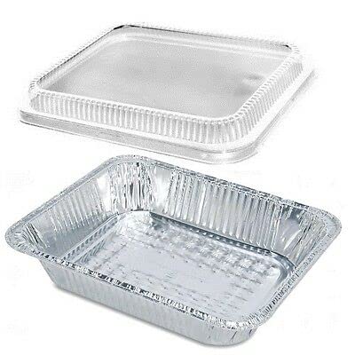 Half Size Aluminum Disposable Chafing Pans with Dome Lids - 9x13 Inch 100 Pack | Perfect for Baking Cakes, Bread & Food Service | Ideal for Catering, Buffets & Party Serving
