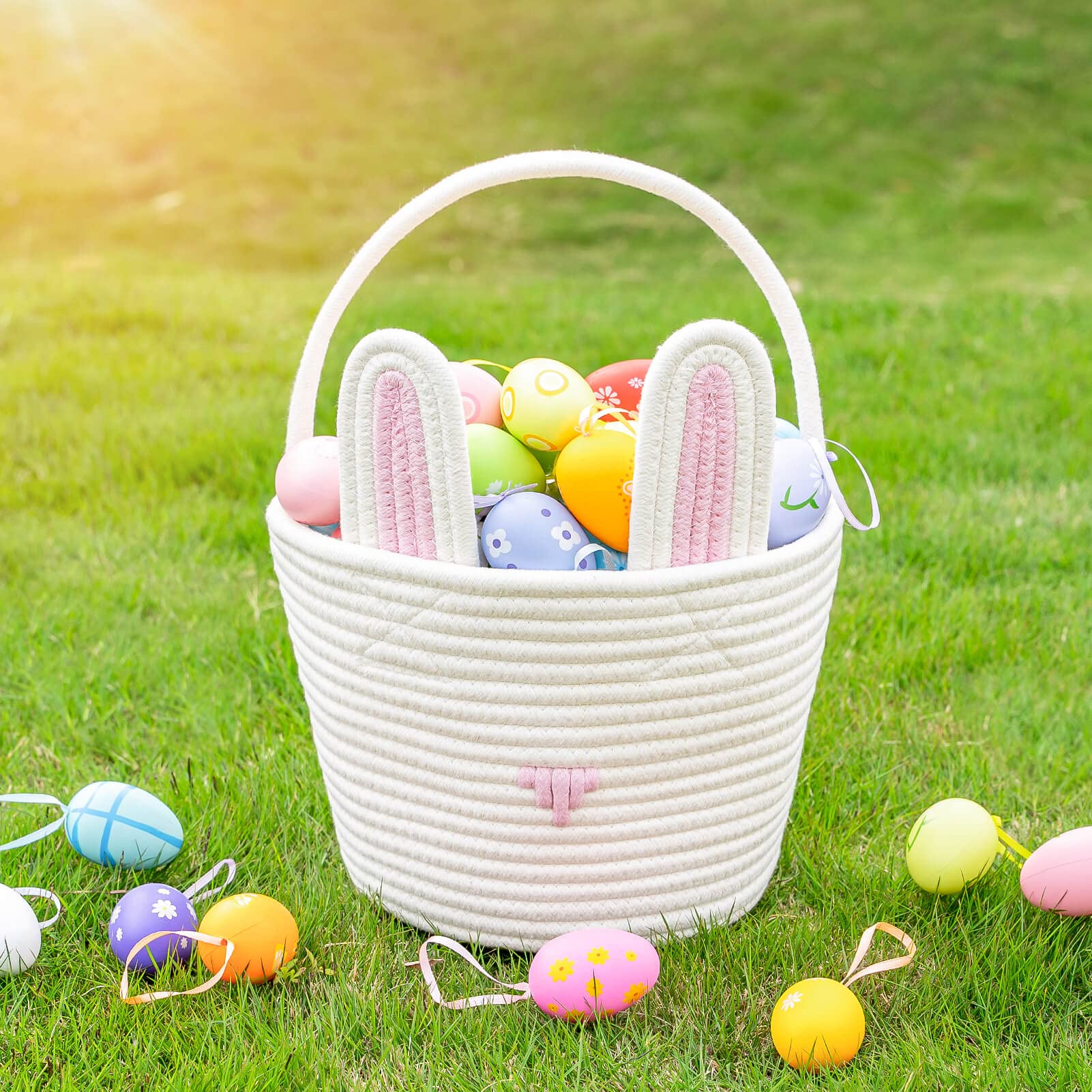 CubesLand 2-Piece Empty Easter Baskets for Kids - 9.8 x 7.8 x 7.8