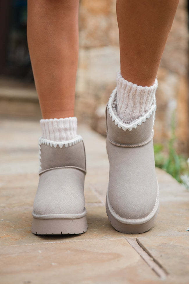 Helen Grey Embroidered Boots for Women - Stylish Ankle Boots with Floral Design | Perfect for Fall, Winter & Casual Outfits