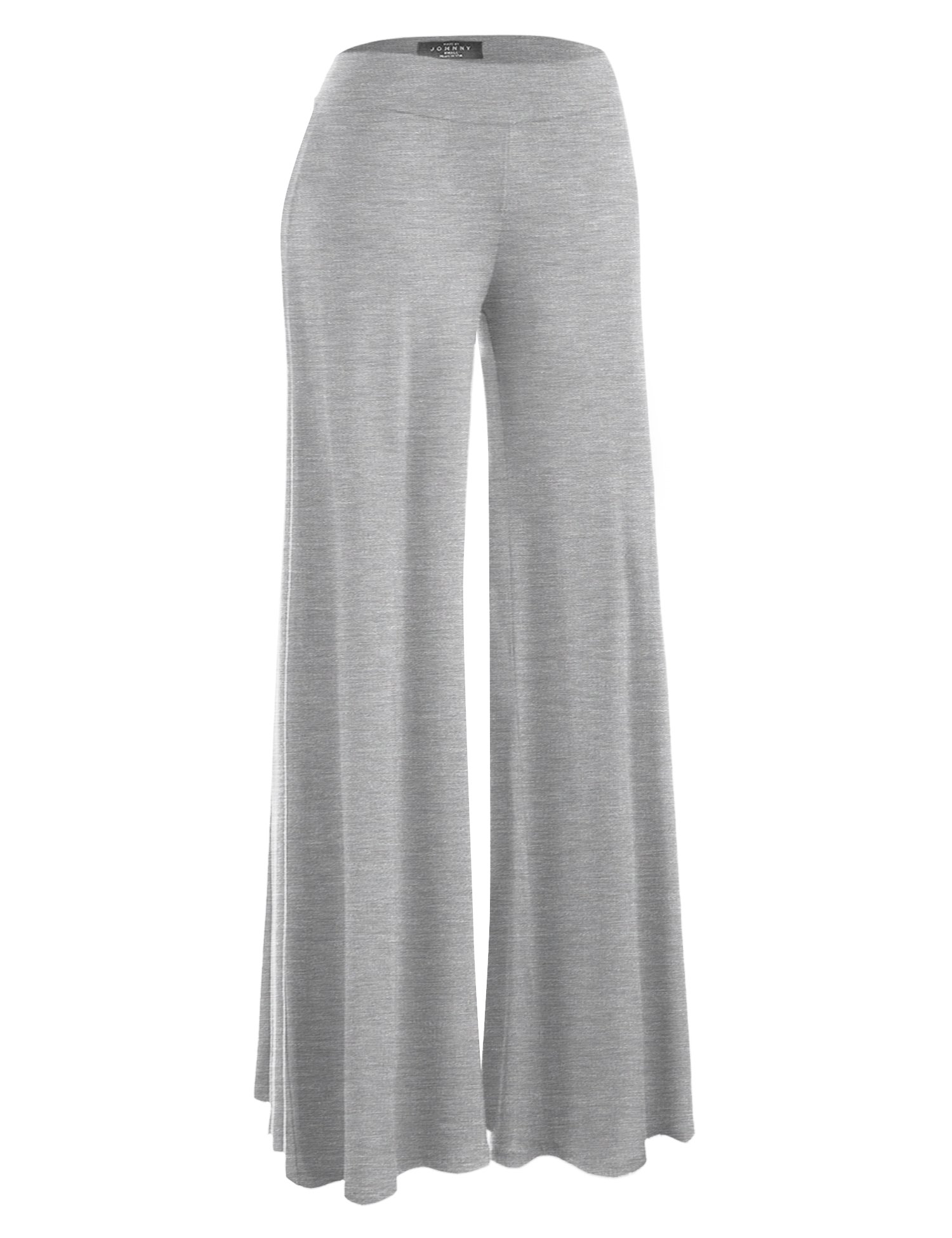Johnny Women's Solid Casual Wide Leg Palazzo Lounge Pants - Stretchy Comfortable Elastic Waist Pants for Yoga, Home, Travel & Relaxation