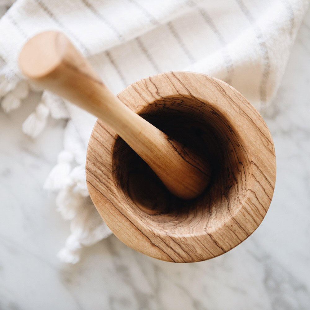 Premium Wild Olive Wood Pestle and Mortar Set - Natural Spice Grinder for Herbs, Spices & Seasonings - Perfect for Cooking, Baking & Ayurvedic Remedies