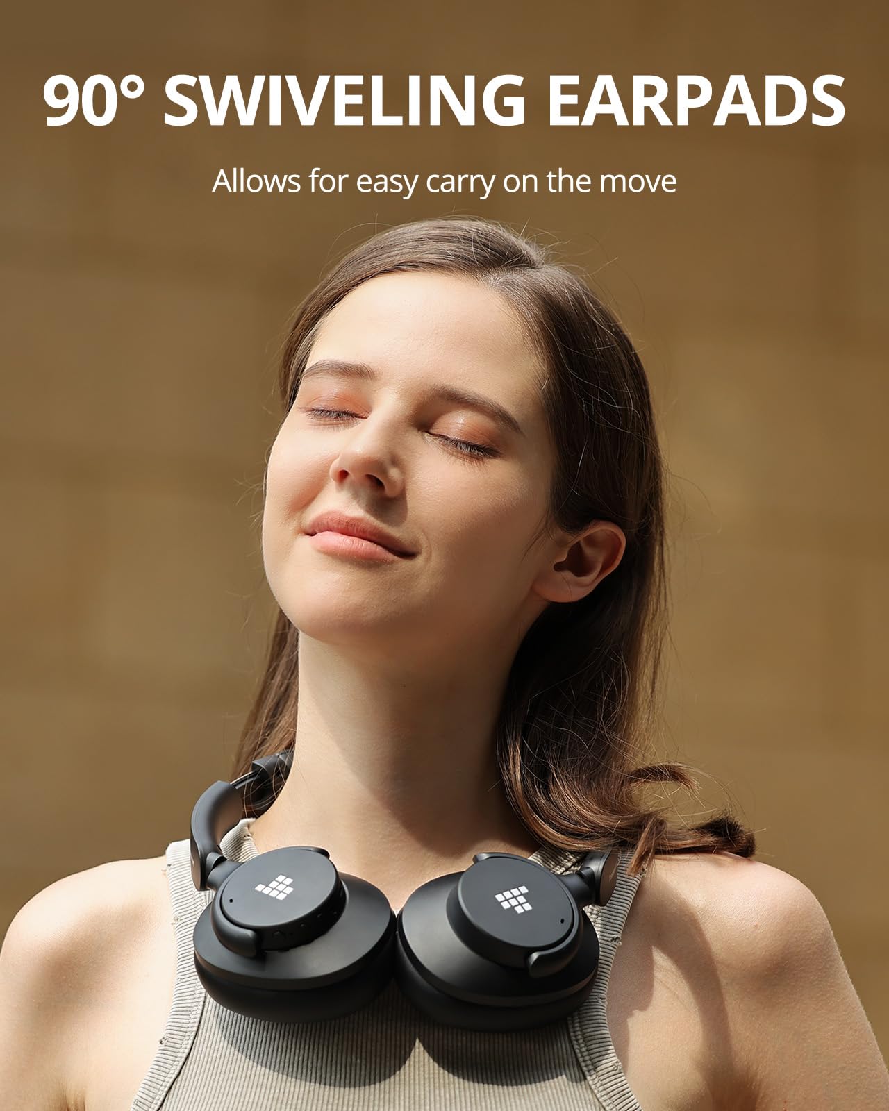 Tronsmart Q20S Hybrid Active Noise Cancelling Wireless Over-Ear Headphones with Mic, Hi-Res Audio, 60H Playtime, Deep Bass, Custom EQ via App - Perfect for Travel, Home Office & Commuting