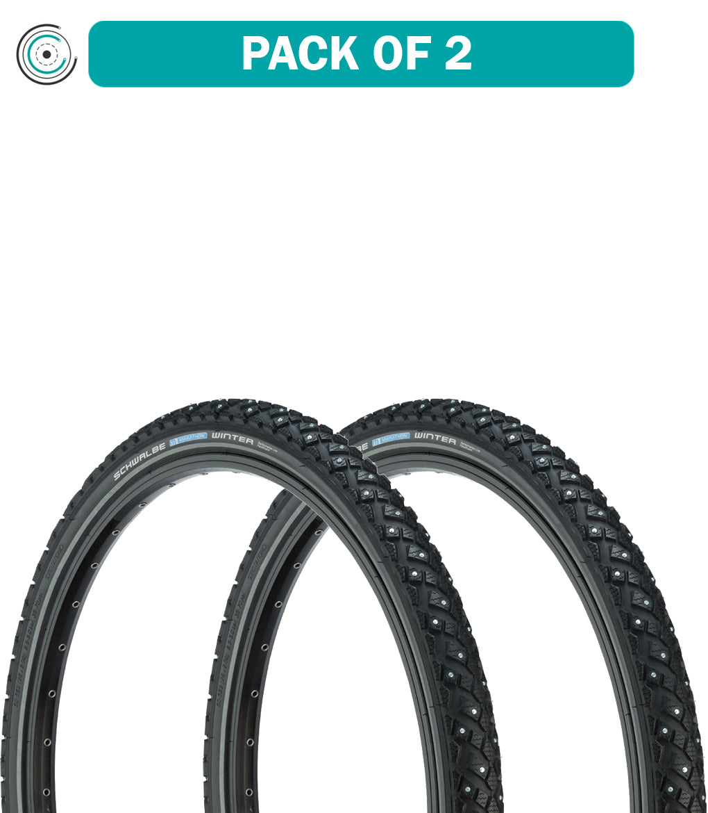 2 Pack Schwalbe Marathon Winter Plus Bike Tires - 29x2 Clincher Wire Performance Line (11100597.01) - Premium Winter Cycling Tires for Mountain Bikes, Snow & Ice Riding