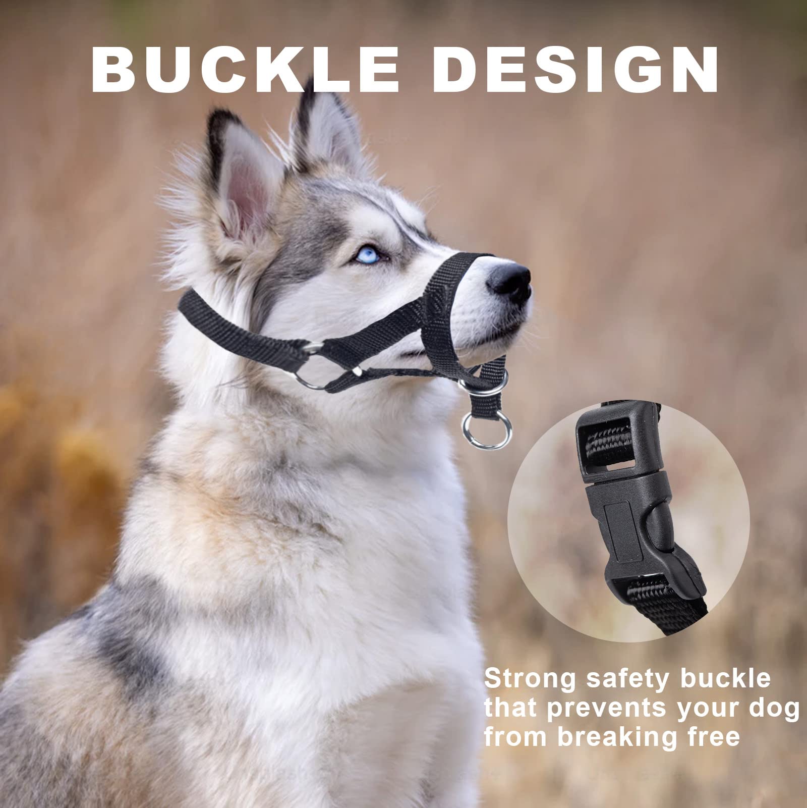 **Soft Fabric Dog Head Collar – Adjustable No-Pull Harness for Training (Medium, Black) – Perfect for Walks, Jogging & Obedience Training**