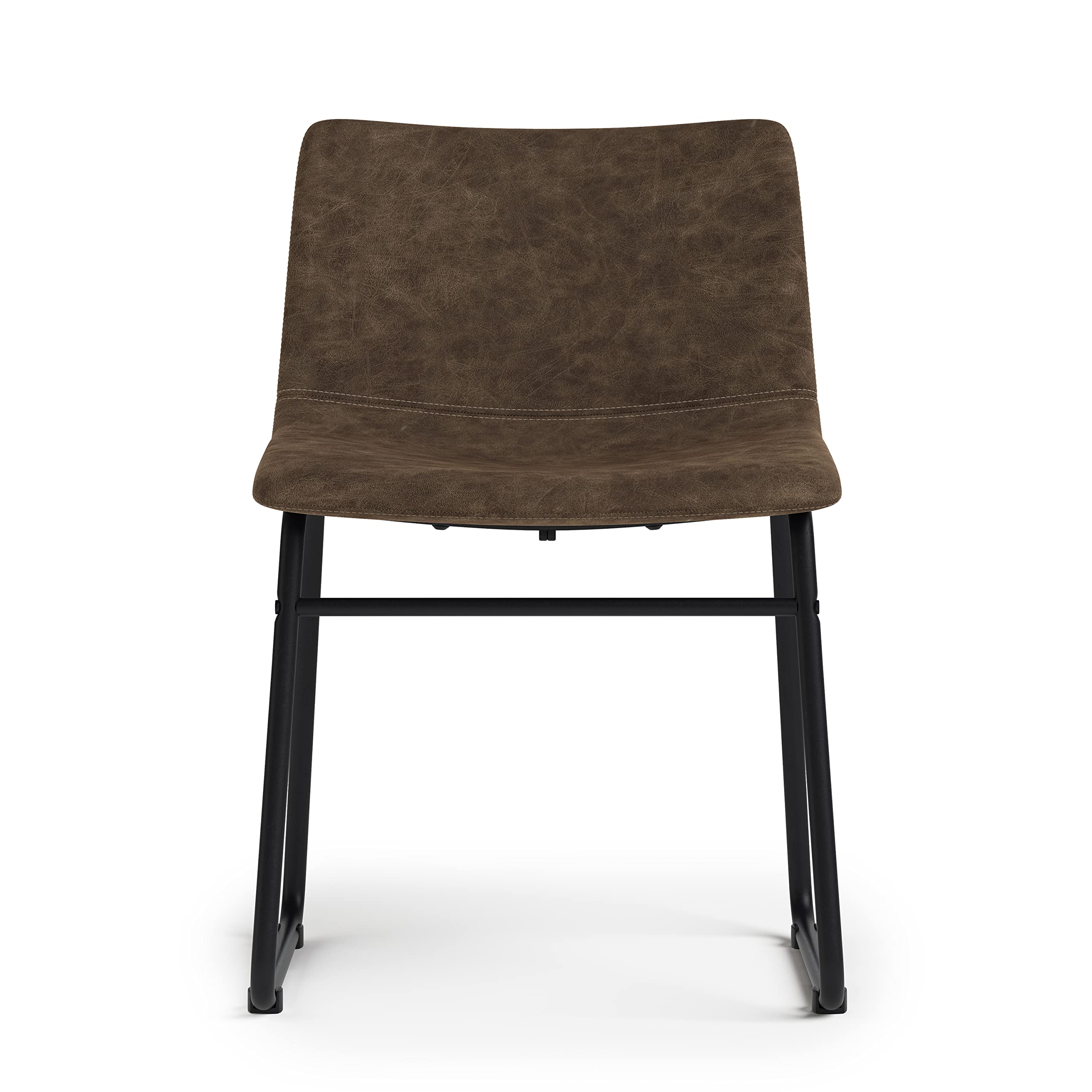 SIMPLIHOME Warner Mid Century Modern Dining Chairs (Set of 2) - Distressed Brown Vegan Faux Leather - Stylish & Comfortable for Dining Room, Kitchen, Breakfast Nook & Home Office