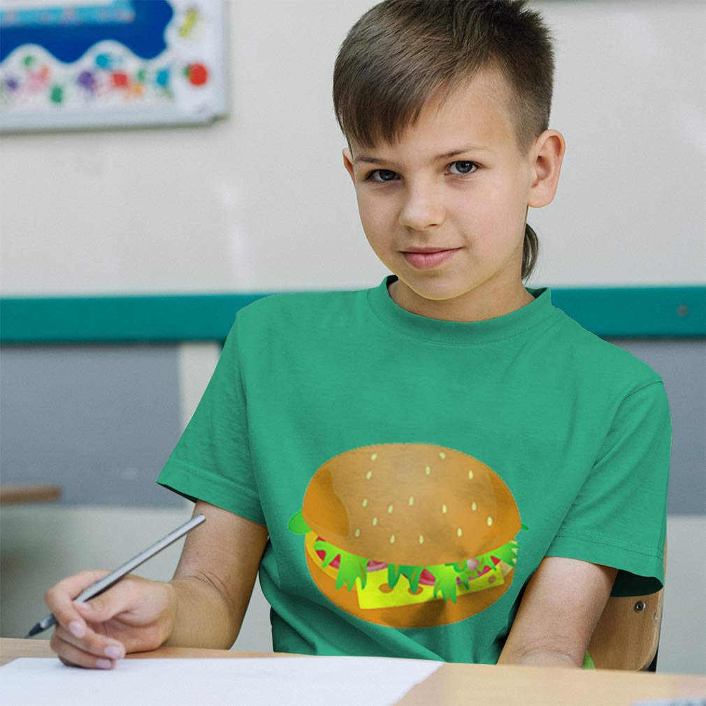 Kids' Cotton Hamburger Print T-Shirt - Cute Cheeseburger Graphic Tee for Toddler Boys & Girls | Fun Casual Wear for Playdates & Family Outings