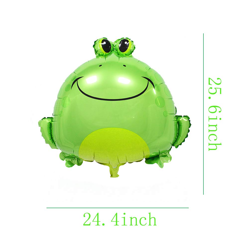 Large Green Frog Foil Balloons (25.6 Inch, 5PCS) - Cute Inflatable Mylar Frog Balloons for Baby Showers, Animal Themed Parties, Birthday Decorations - Perfect for Jungle-Themed Events, Kids' Room Decor, and Outdoor Celebrations