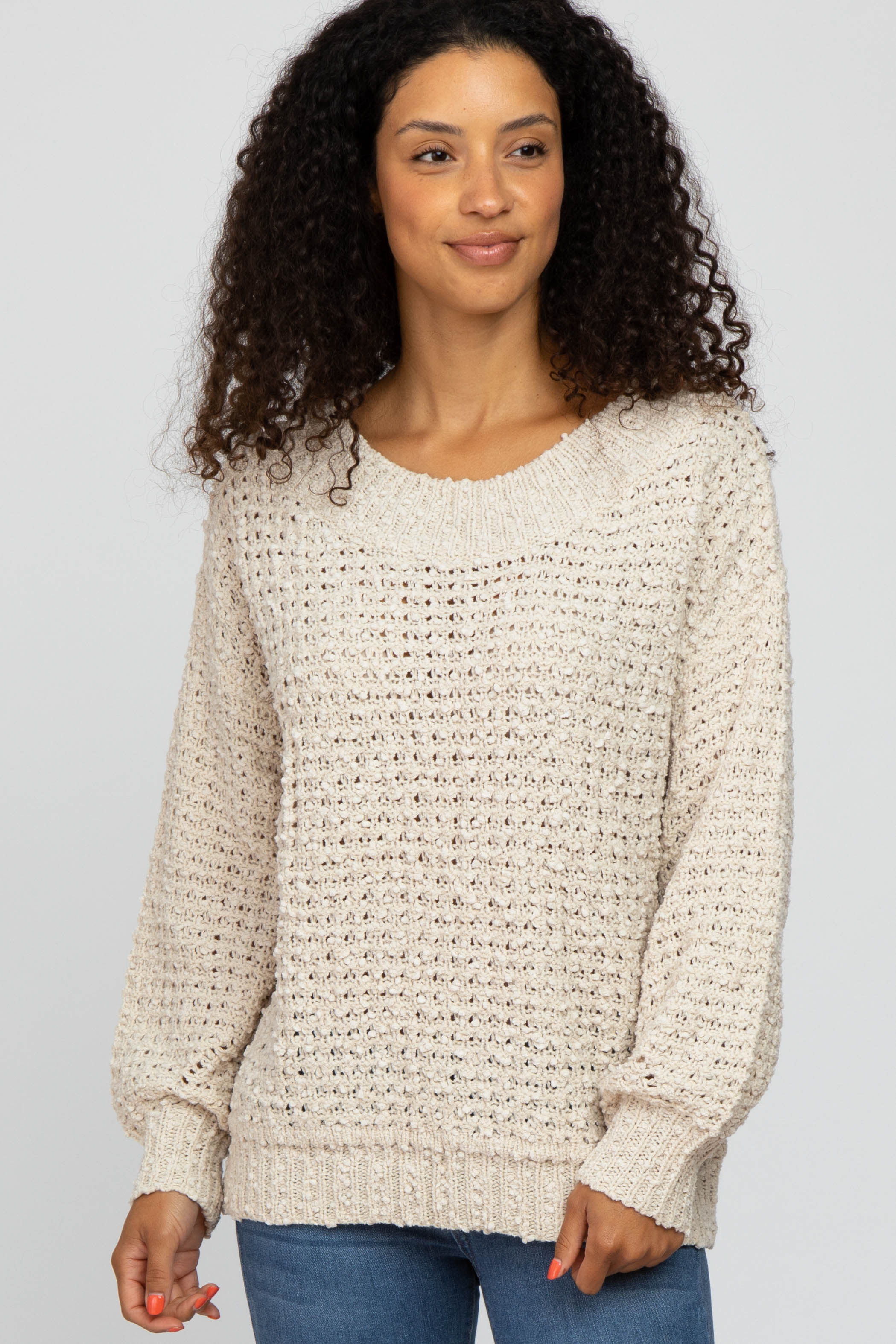 Cozy Beige Chunky Knit Sweater for Women - Oversized Cable Knit Pullover - Winter Warm Casual Wear for Fall & Christmas Outfits